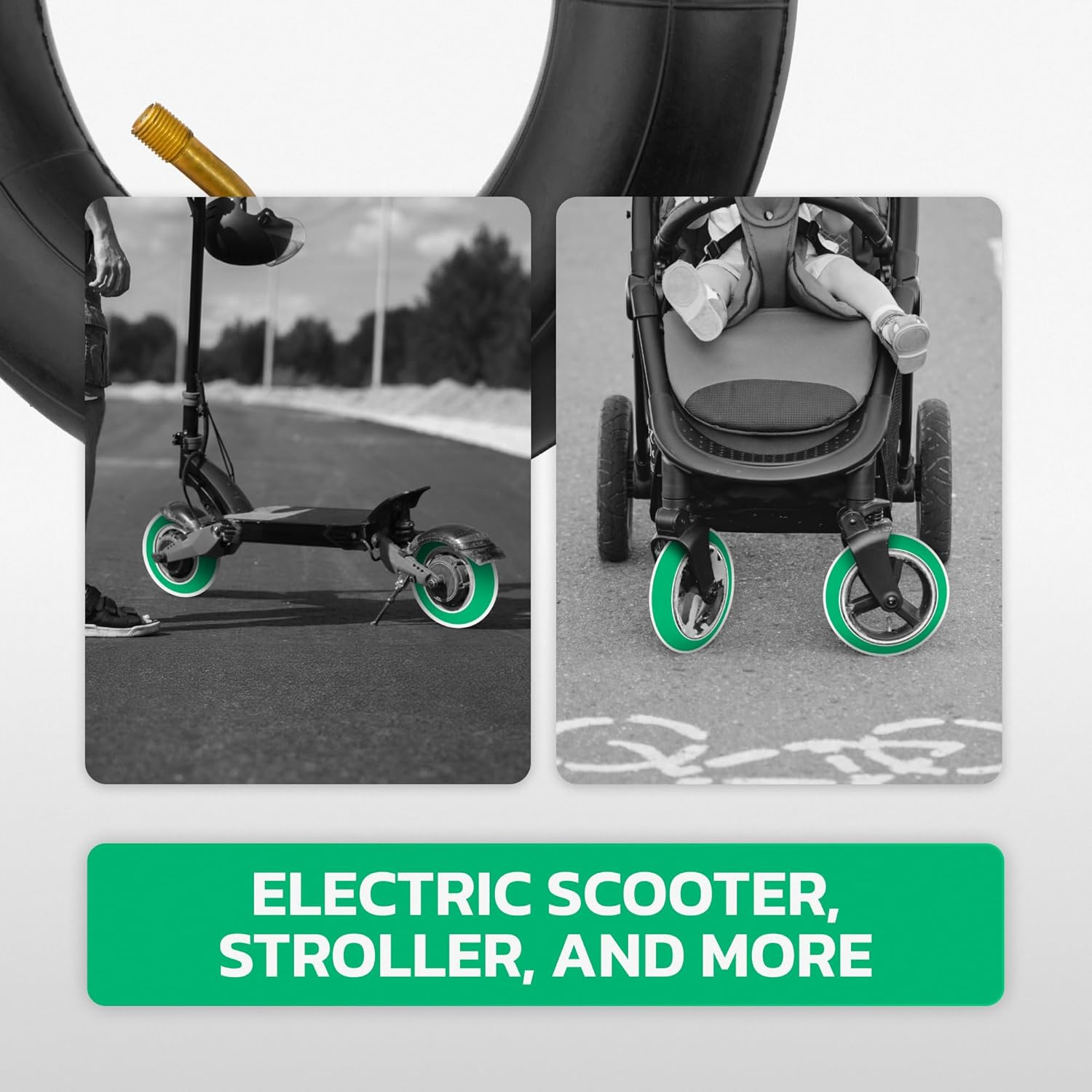 MOOVMOOV E-Scooter Tube 8 1/2 X 2 Inch (X2) - Angled Valve 45/45 - Compatible with 8 &frac12; X 2 (50-134) or 8.5 X 3.0 E Scooter Tyres - Universal with Premium Quality with Curved Valve image number 2