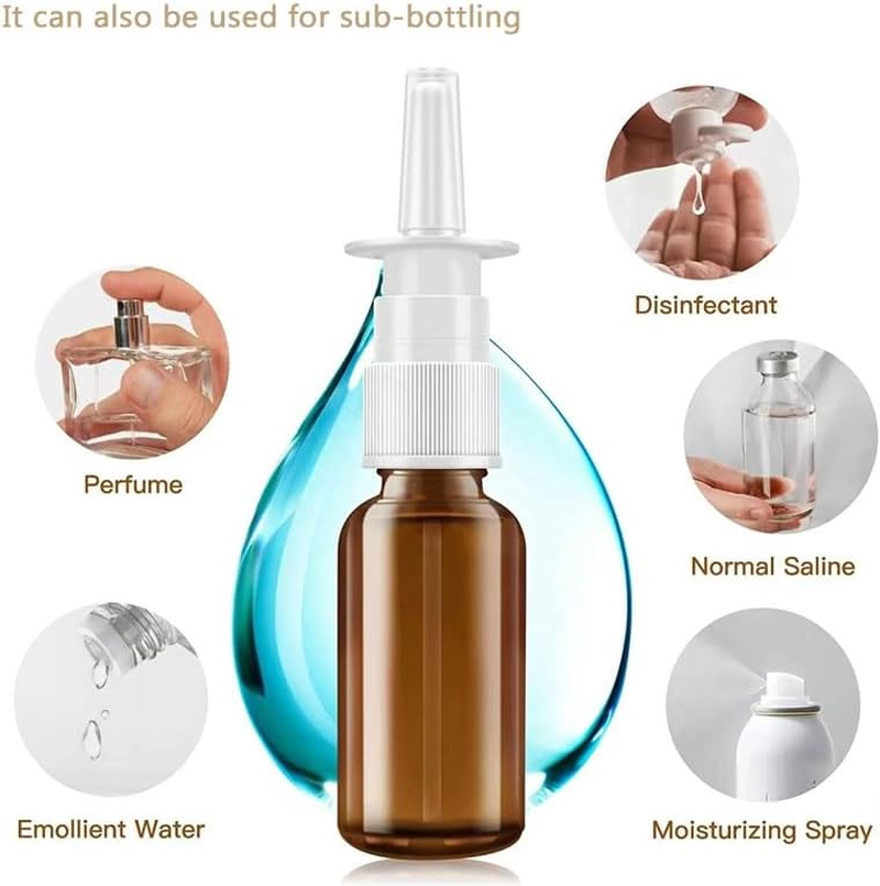 WADY 4Pcs 15Ml Amber Glass Nasal Spray Bottles with Fine Mist Nozzle &ndash; Refillable Empty Sprayer for Perfume, Makeup Water, Essential Oil & Nose Care image number 1