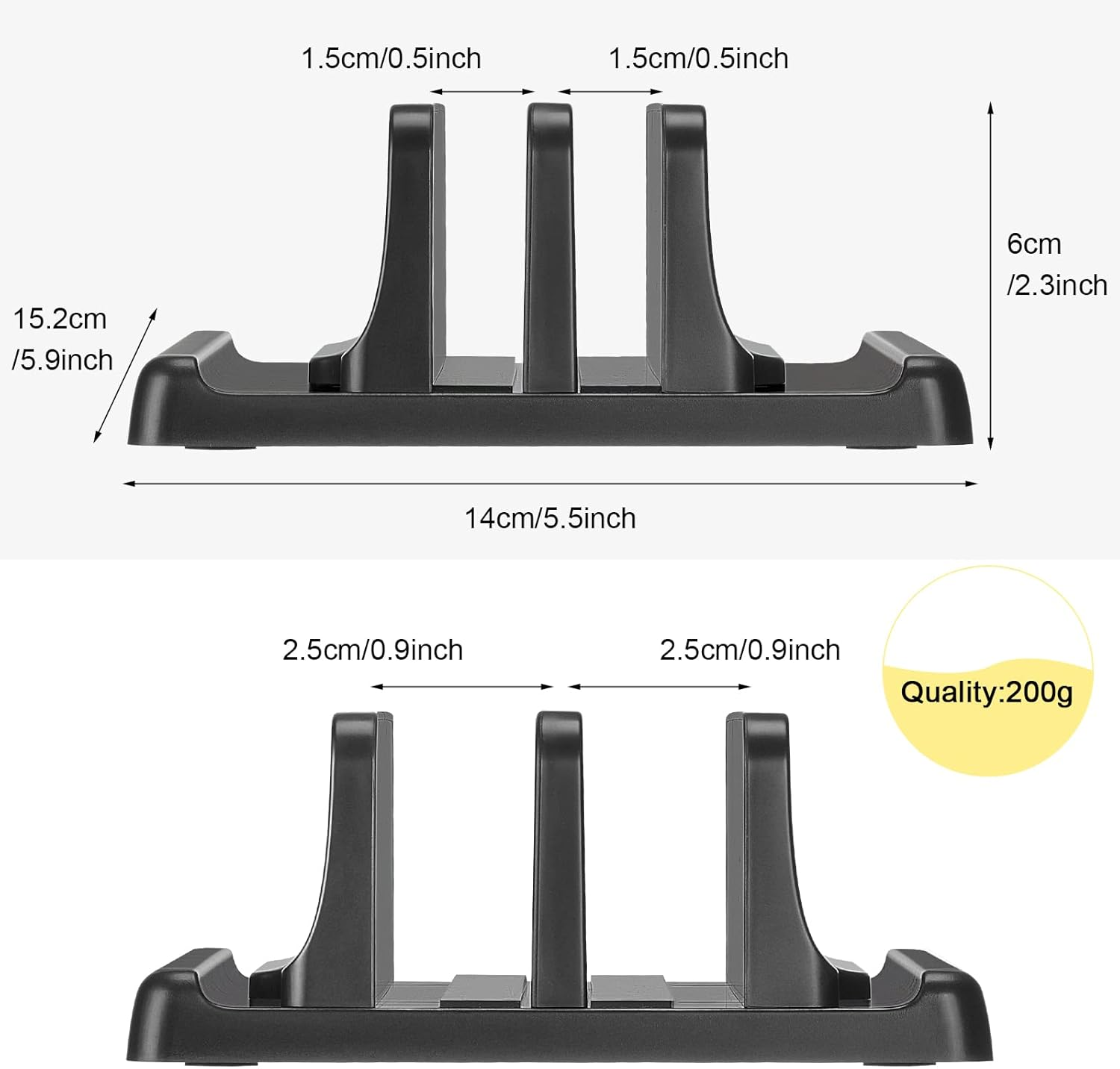 Adjustable Vertical Laptop Stand 4 Slots,Premium ABS Plastic Laptop Holder Space-Saving Fits All Laptops (Black) PC115