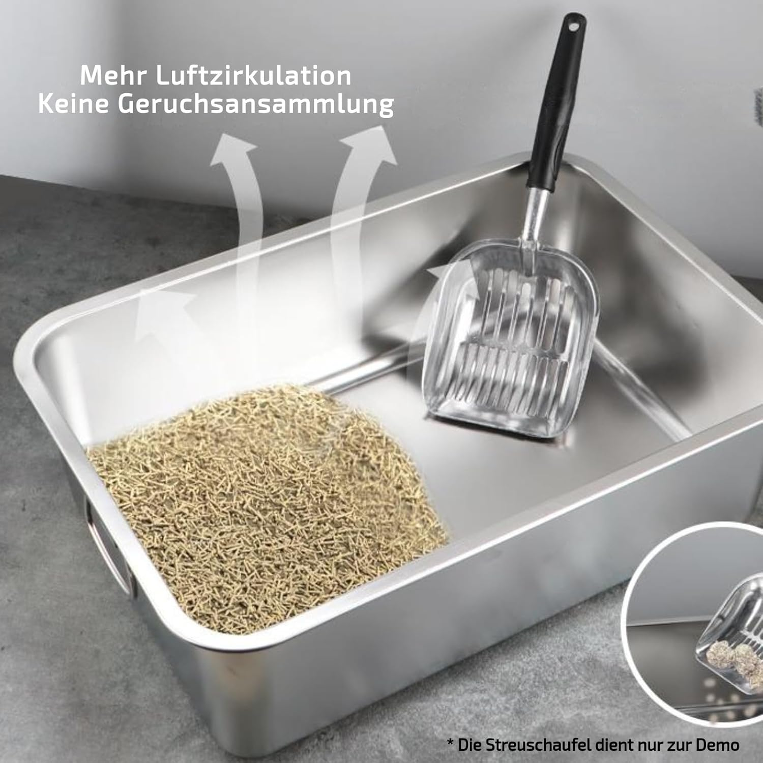 Cat Metal Kitten Litter Pan Kitten Potty Pan Rustproof Smooth Surface Top Open High Sides, 45X35X15Cm - 40X30X15Cm W Handle image number 3