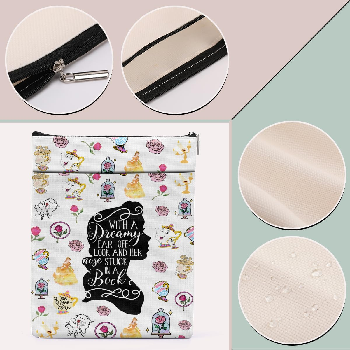 Cartoon Merchandise Book Sleeve Book Cover Book Lovers Gifts Princess Gifts Book Club Gifts Bookish Gifts Book Protector Book Gifts for Readers Librarian Mothers Day Graduation Birthday Gifts image number 3