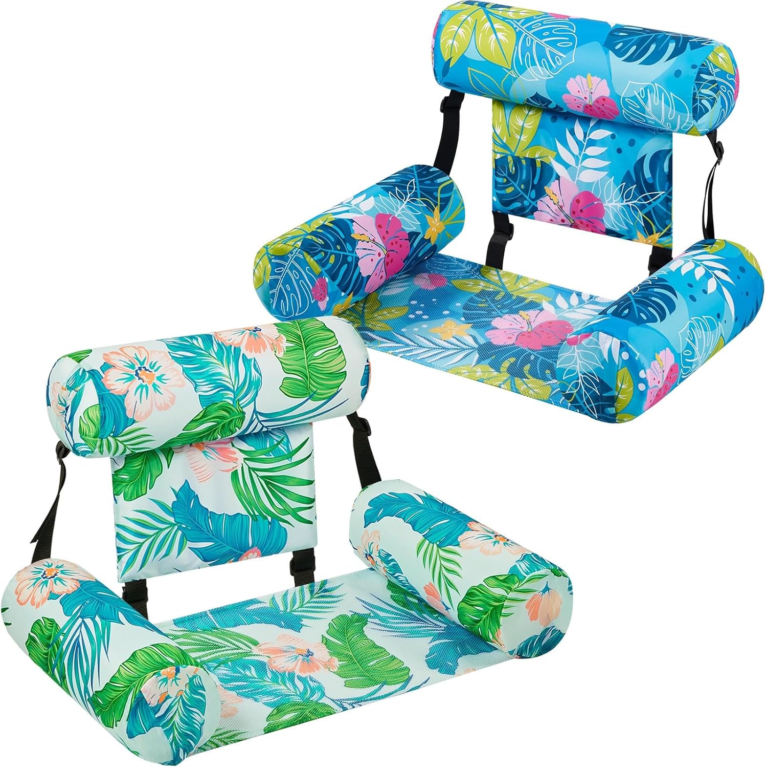 Pool Chair Float - 2 Pack Inflatable Pool Float for Adults Green Plants Floating Pool Chair Lounge Adjustable Fabric Pool Float Hammock for Swimming Pool Beach Lake Summer image number 3