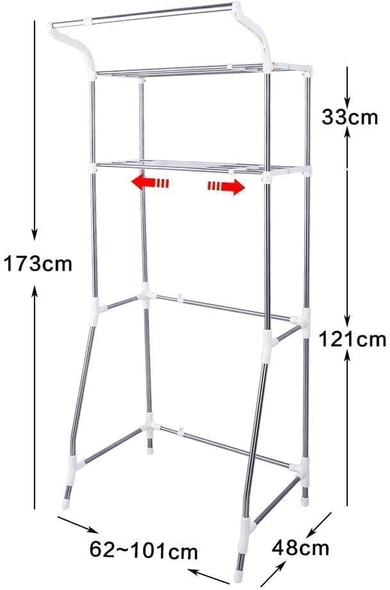 Baoyouni Bathroom Storage Shelf over Toilet Space Saver Washing Machine Standing Organizer 2-Tier (24.41~39.76 * 18.90 * 68.11In) image number 7