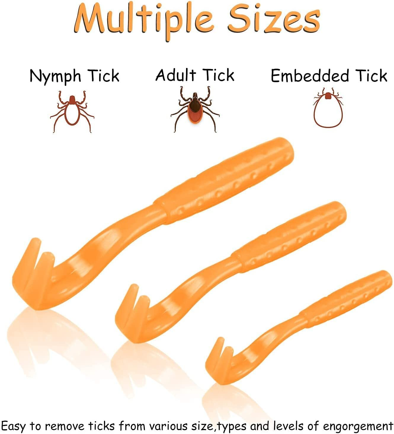 Cats and Humans Plastic Tick Puller Tick Grabber, 7Pcs Tick Remover Tick Remover Tick Puller Removal Tick Grabber,Tick Removal Tick Picker Flea Removal Tool,Tick Hook Louses Pliers Remover,Orange - Orange image number 2