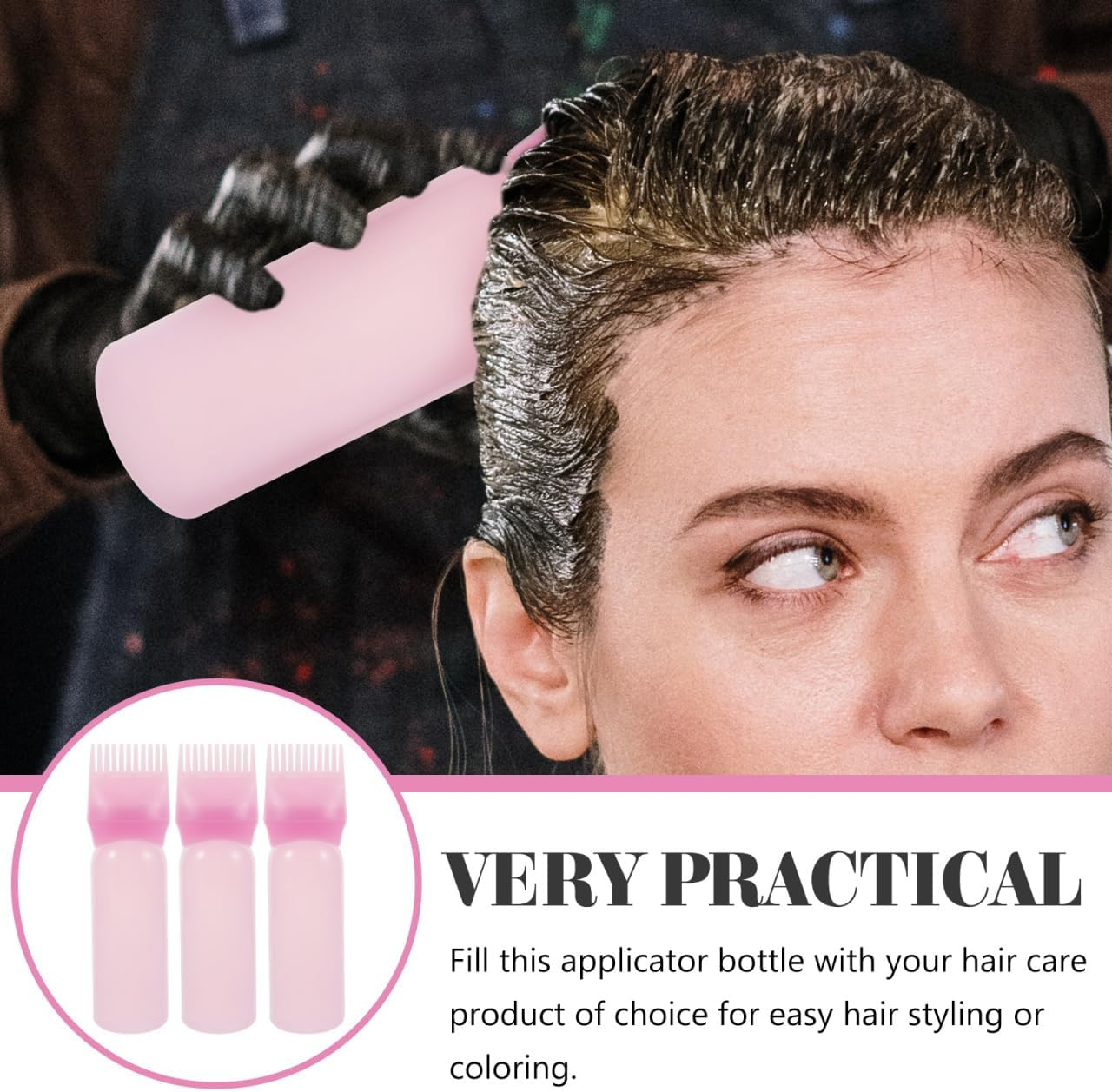 3Pcs Root Comb Applicator Bottle - Hair Oiling Dyeing Bottle with Brush Hair Color Comb Applicator for Salon Baber Shop Spa Home Hairstyling - As Shown image number 4