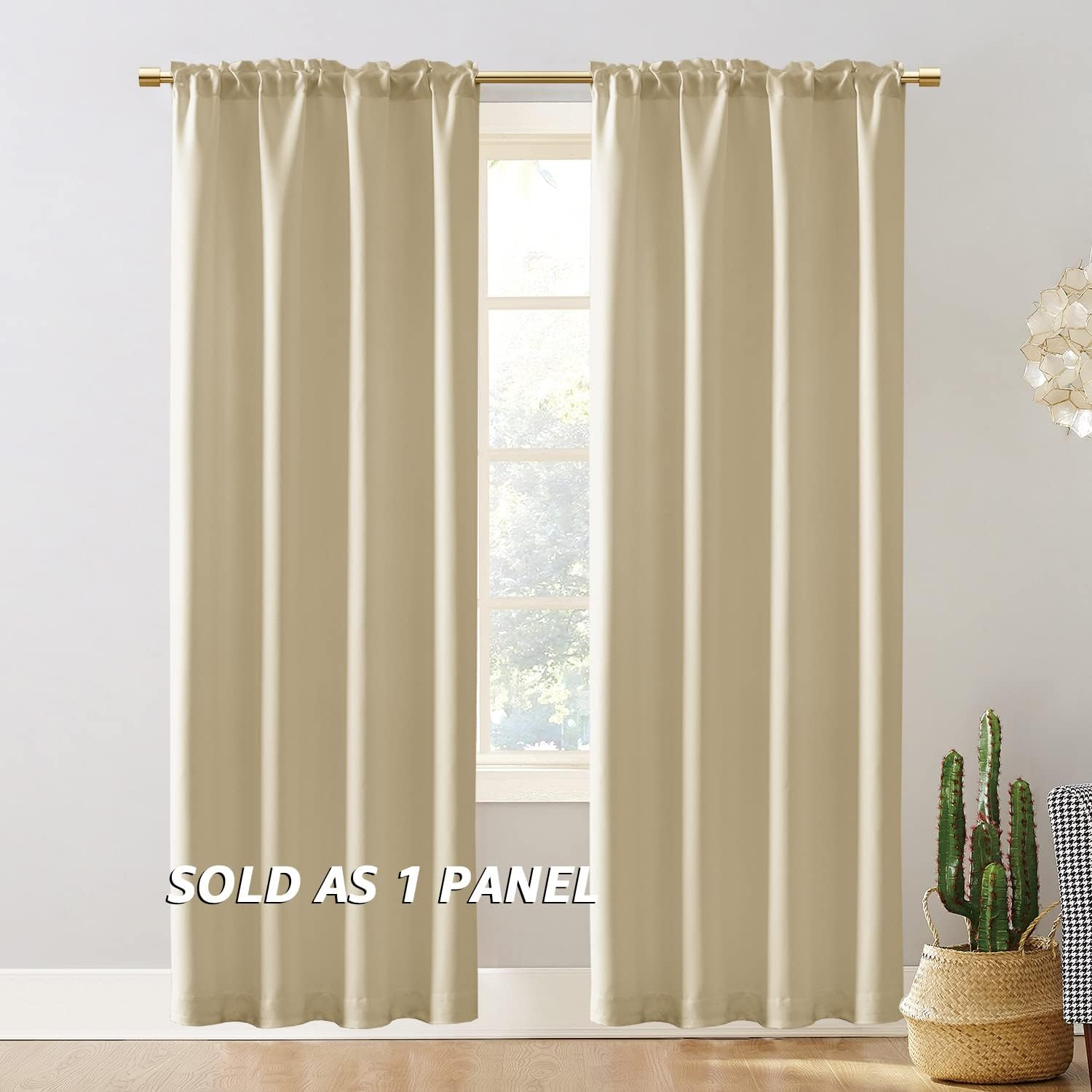 PANELSBURG Closet Doors with No Door,Temporary Curtain for RV Room Seperator Fake Interior Accordion Door,Fit 24-36 Inch Doorway,Oak Wooden Tan Beige - Beige image number 3