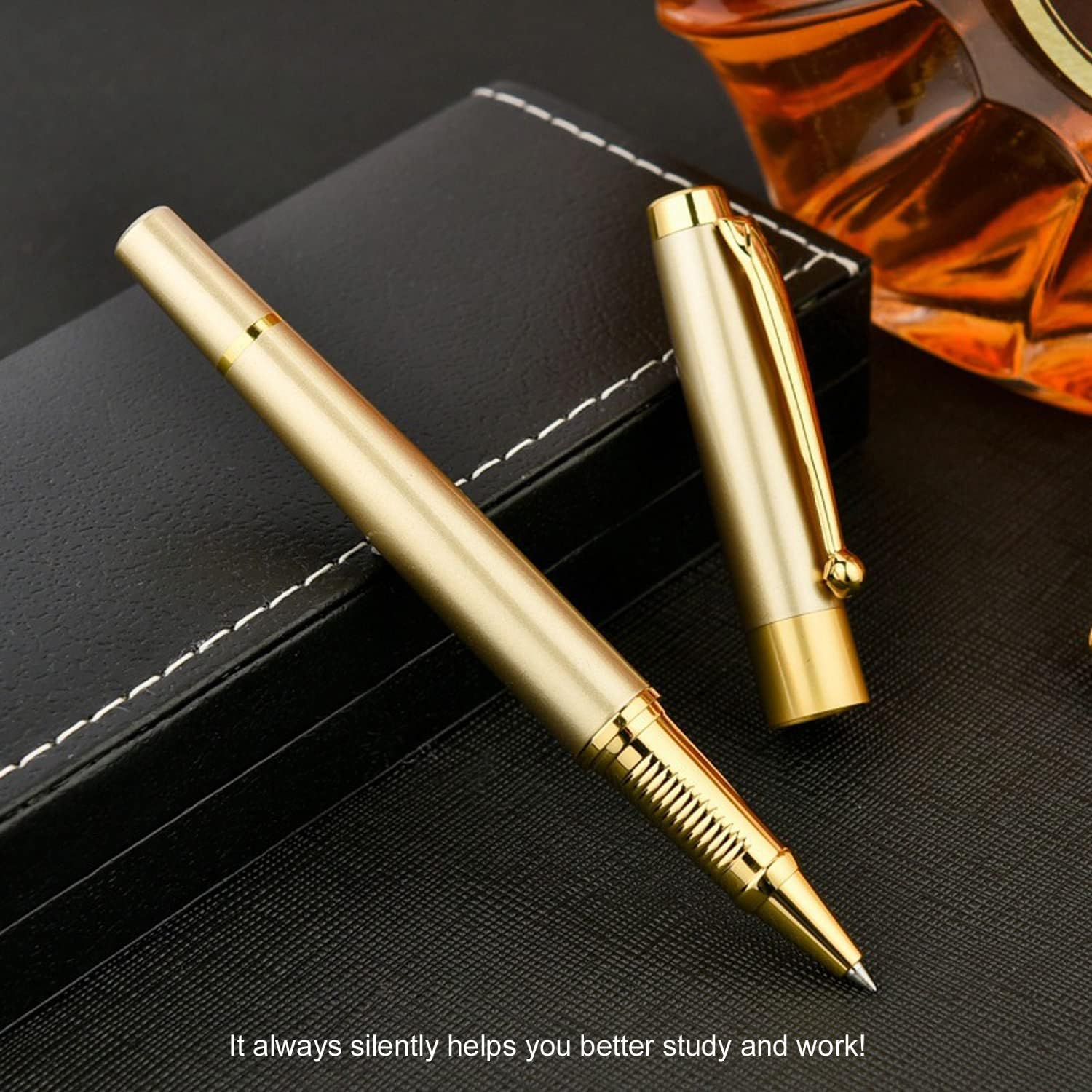 YIVONKA Ballpoint Pen Black Refill,Luxury Ballpoint Line Width 0.5Mm,Best Ball Pen Gift Set for Men & Women Professional Executive,Office,Nice Ballpens Classy Gift Box (Gold) - 2 Gold image number 5
