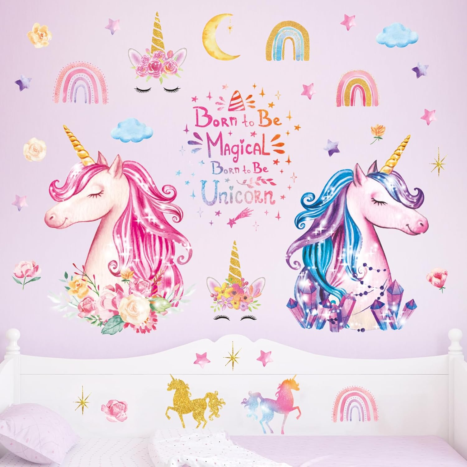 DECOWALL Unicorn Wall Stickers &ndash; Rainbow & Unicorn Wall Decals with Motivational Quotes for Kids Bedroom Nursery & Playroom Decor (DS8-8049) image number 2