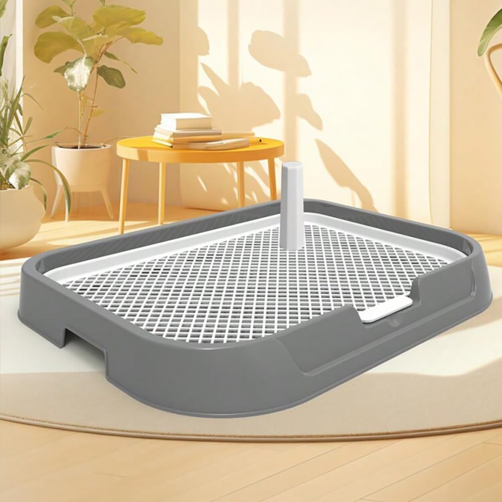 TOMVAES Washable Dog Toilet, Potty Pad Holder with Urinary Column, Convenient Durable Pet Tray for Indoor Pet Toilet Training, Grey 46 X 35 X 5 CM image number 4