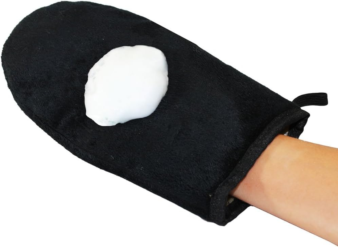 Self Fake Tan Tanning Mitt - 5 Star Luxury Velvet Glove Mit Applicator for Mousse, Spray, Oil, Cream, Foam, Sands Body Bronzing Streak Free Skinny Gold Bake Tanforce Australian Dark Sunkissed (Black) image number 6