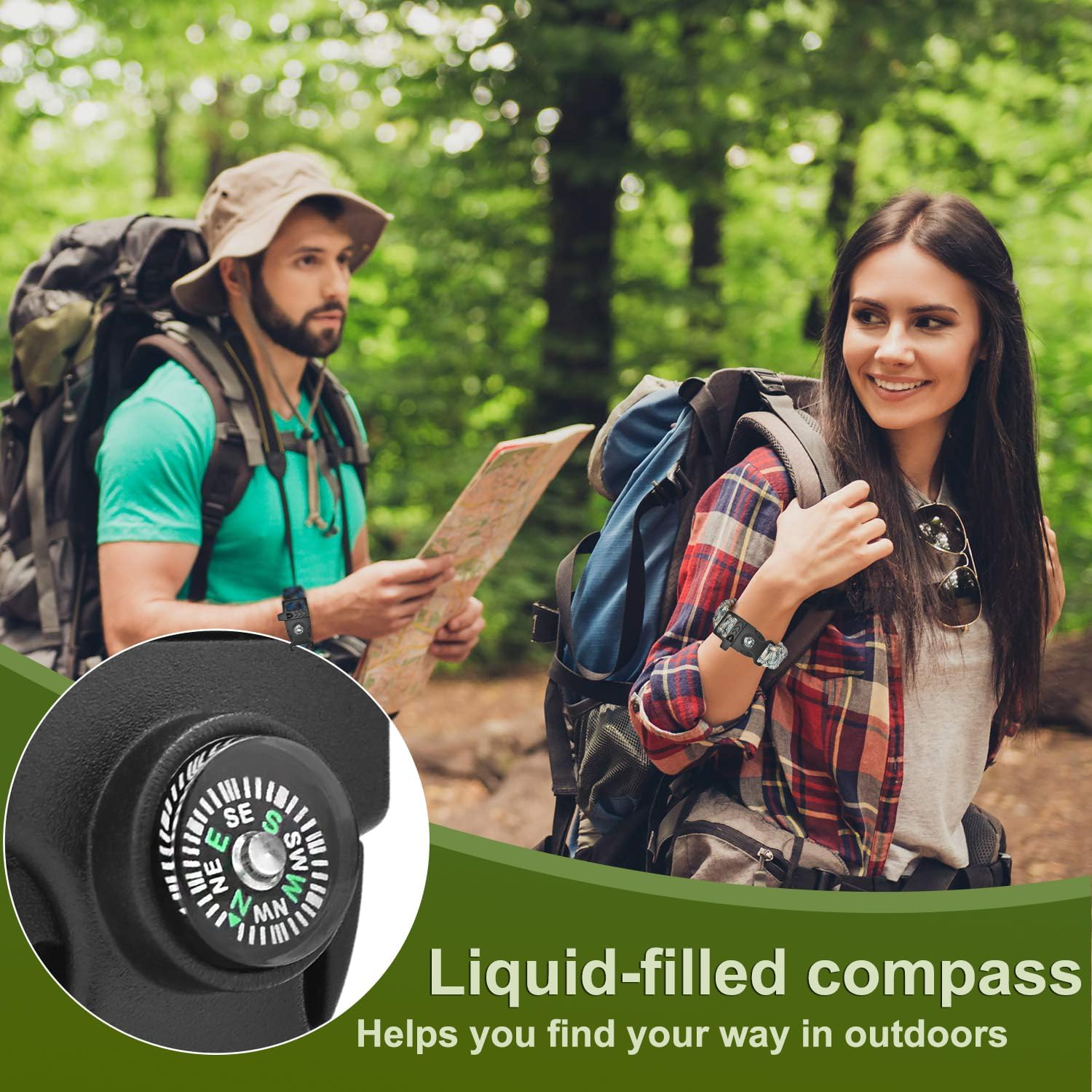 Paracord Buckles, Compass Buckle for Bracelets Clasp Clip Outdoor Camping Emergency Survival Travel Accessories image number 6