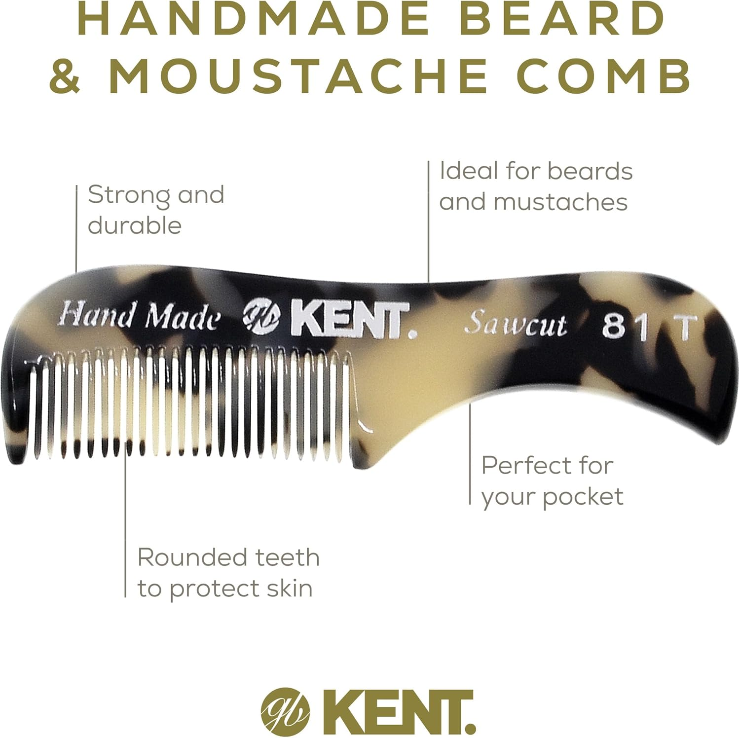 Kent Pocket Comb Set for Men - Beard & Mustache Comb Kit for Travel & Home Grooming