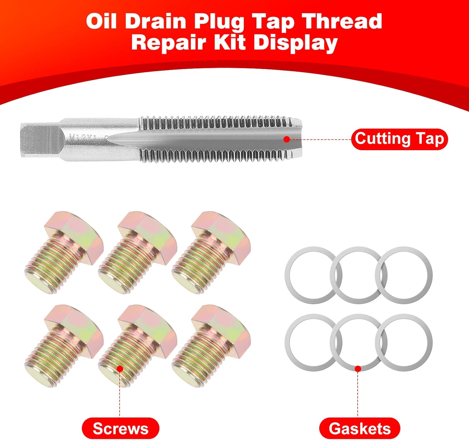 Oil Drain Plug Tap Thread Repair Kit M13 X 1.5MM Oil Pan Screws Rethread Tool Oil Drain Plug Thread Repair Tool Kit image number 2