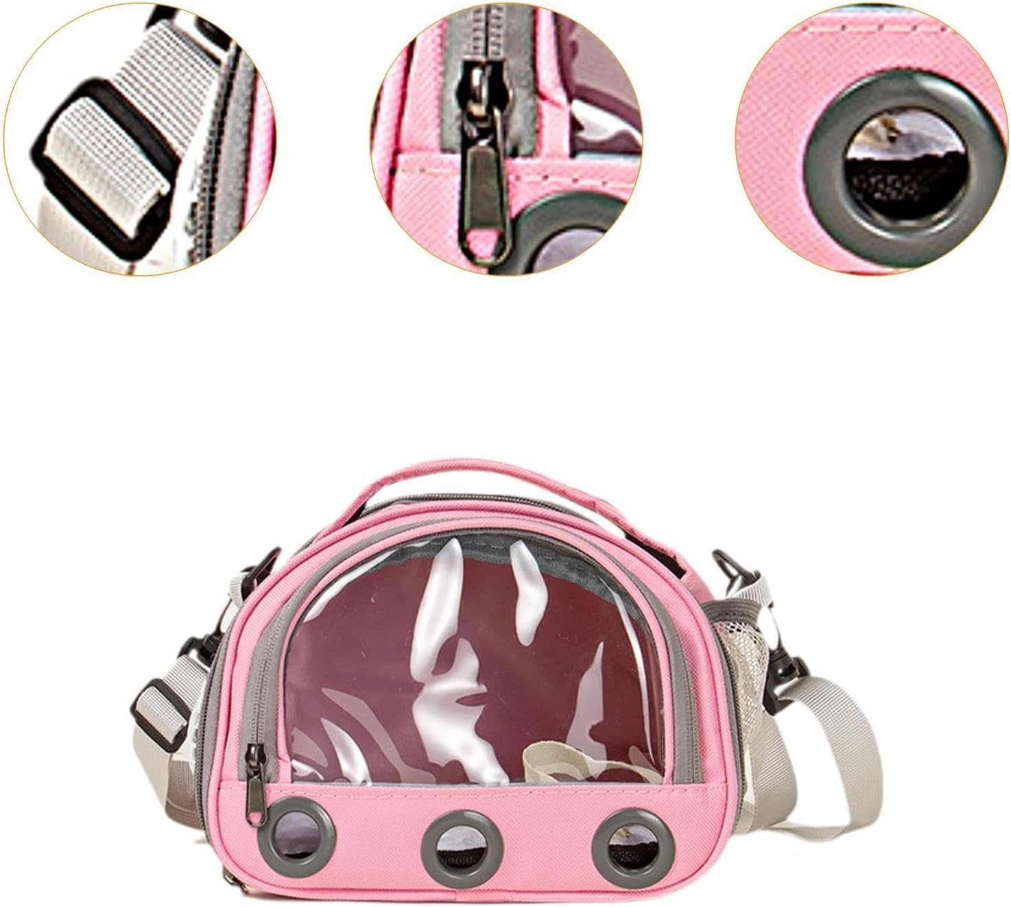 Hamster Travel Carrier Bag Guinea Pig Carrier Bag Travel Small Animals Chinchilla Outgoing Carrier Cage Carrying Shoulder Bag, Pink, S (Pink,Small) image number 1