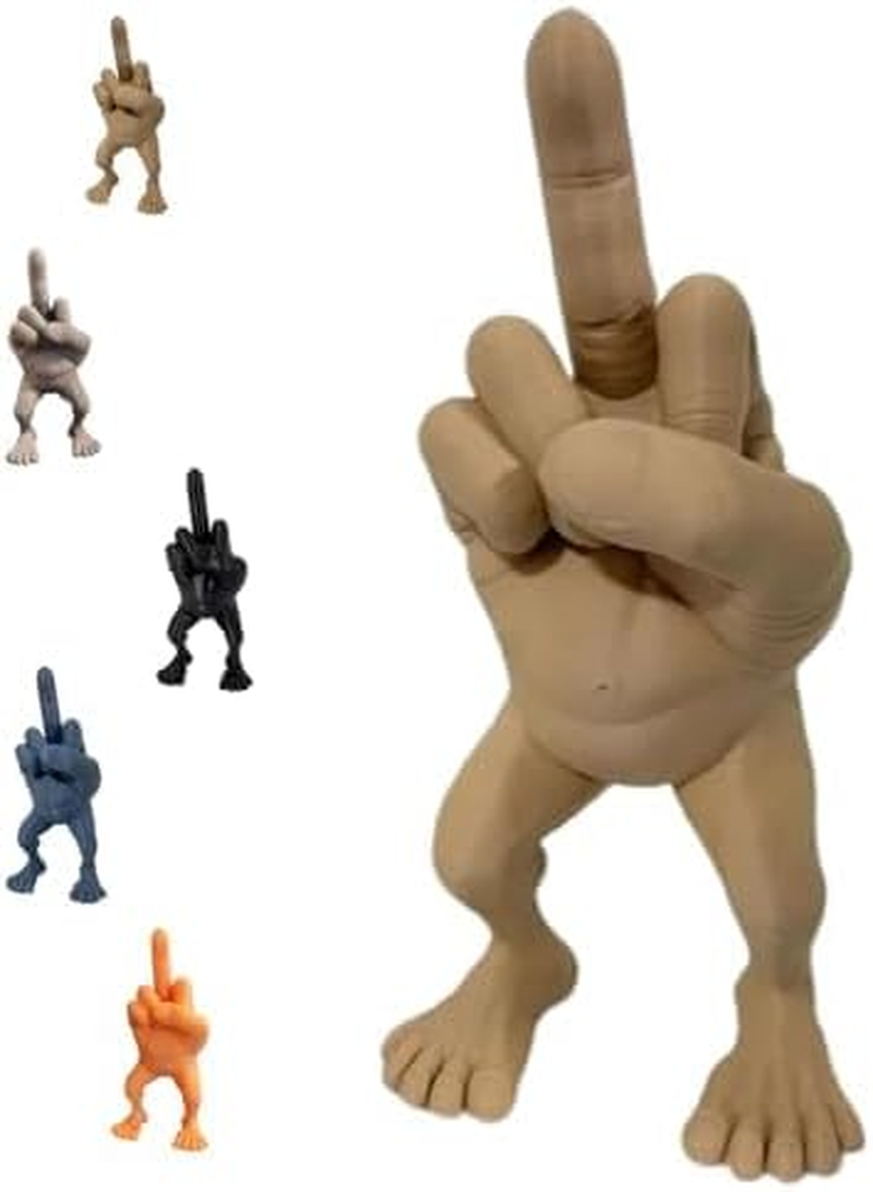 Middle Finger Figure with Legs - Funny Sculpture Gifts, Desk Accessory, 3D Figurine Gag Gift, Home Office Statue Decoration Ornament (Navy, 7In)
