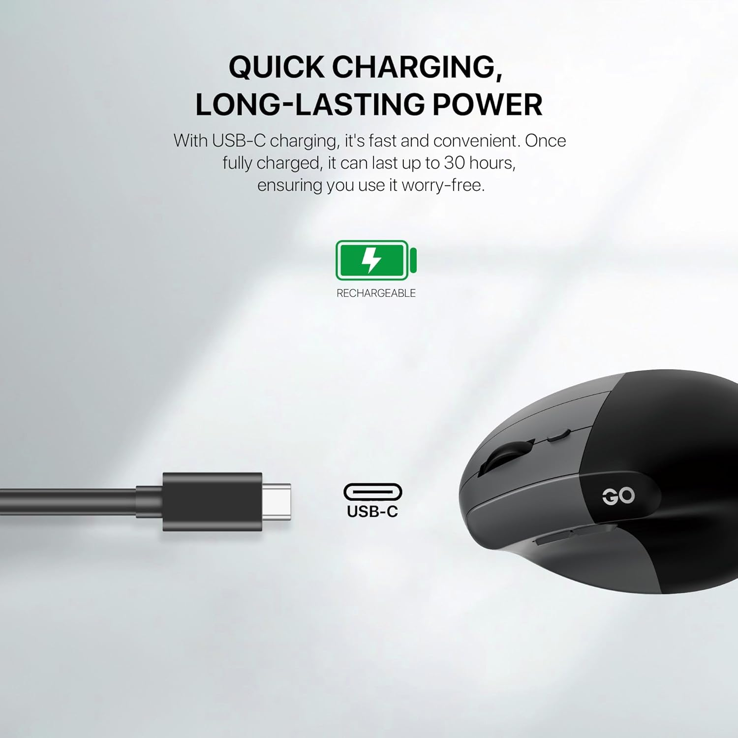 Fantech Comfy W195R Vertical Ergonomic Wireless Mouse &ndash; Silent Clicks, 2.4Ghz & Bluetooth, Office & Home Use (Grey) image number 4