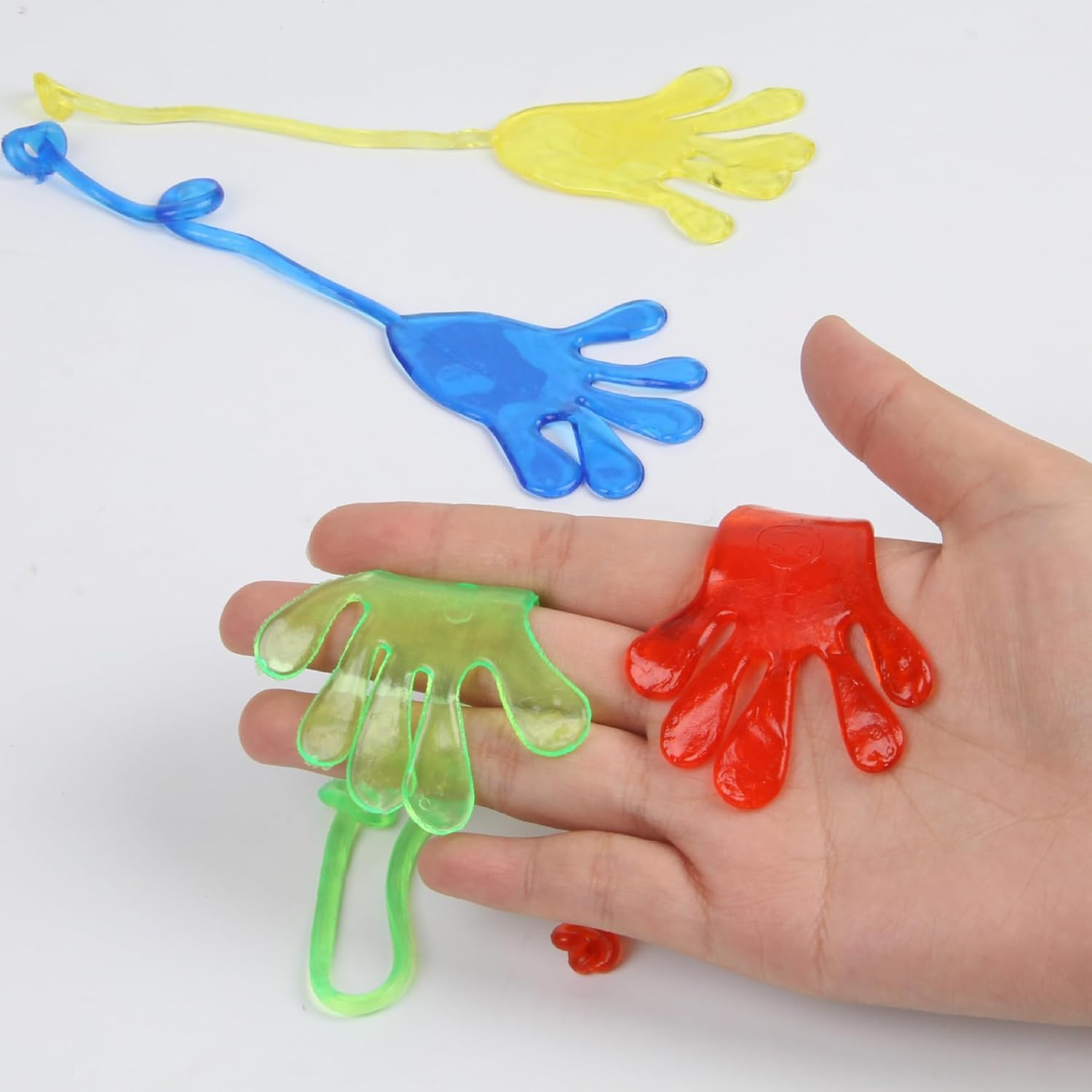 5Pcs TPR Sticky Stretchy Hand Palm Glitter Wall Climbing Toy &ndash; Bouncy, Elastic, Fun, Nostalgic, Strong Adhesion, Safe for Kids image number 4