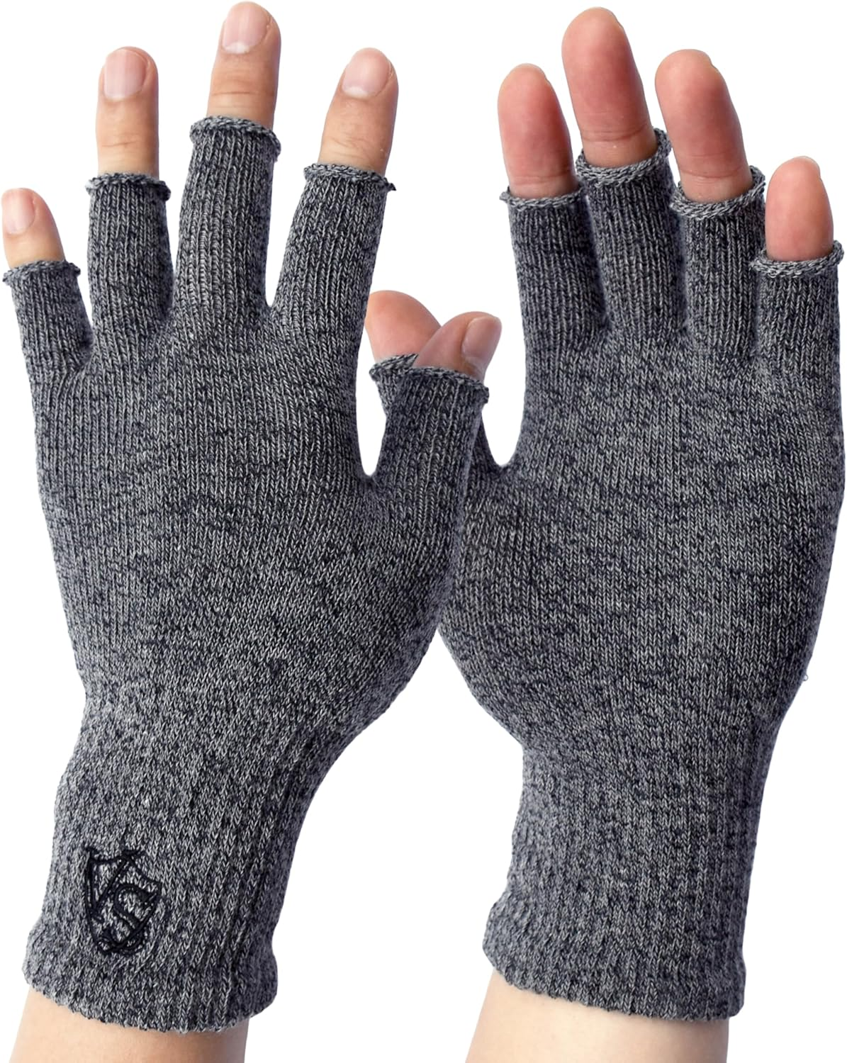 Vital Salveo Germanium & Charocal Fingerless Recovery Gloves,Half Finger Gloves,Arthritis,Stretchy Hands Office, Typing Texting,Circulation,For Men and Women (Pair)