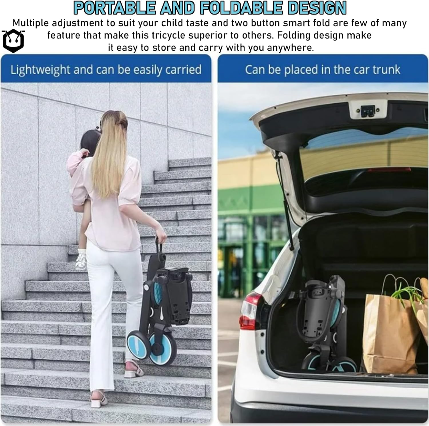 7 in 1 Kids Tricycle with Parent Steering Push Handle. Kids Bike, Balance Bike. Lightweight and Portable Push Bike with Removable Pedals. Toddler Trike with Canopy, Guardrail & Safety Harness (Red) image number 5