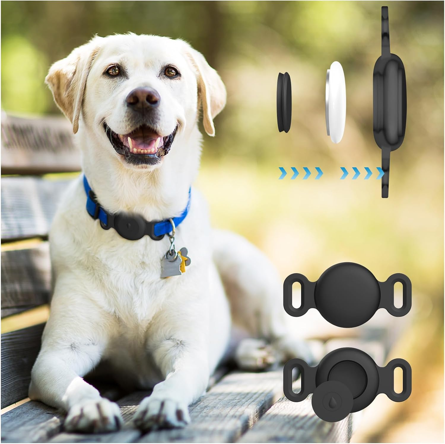 2-Pack Case for Apple Airtag Holder Dog Cat Collar, Silicone Protective Cat Dog Collar Airtag Holder, Pet GPS Tracker Collar Holder image number 1