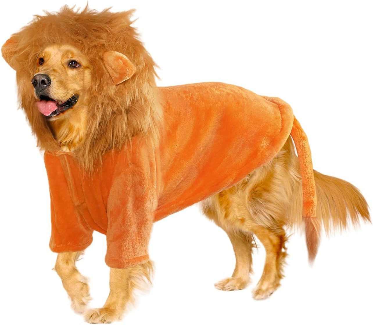 NACOCO Dog Halloween Lion Costume - Large Pet Clothes Cosplay Outfit Dog Lion Mane Apparel Party Hoodies Warm with Leash Hole for Small Medium to Large Sized Dogs (Xx-Large) image number 4