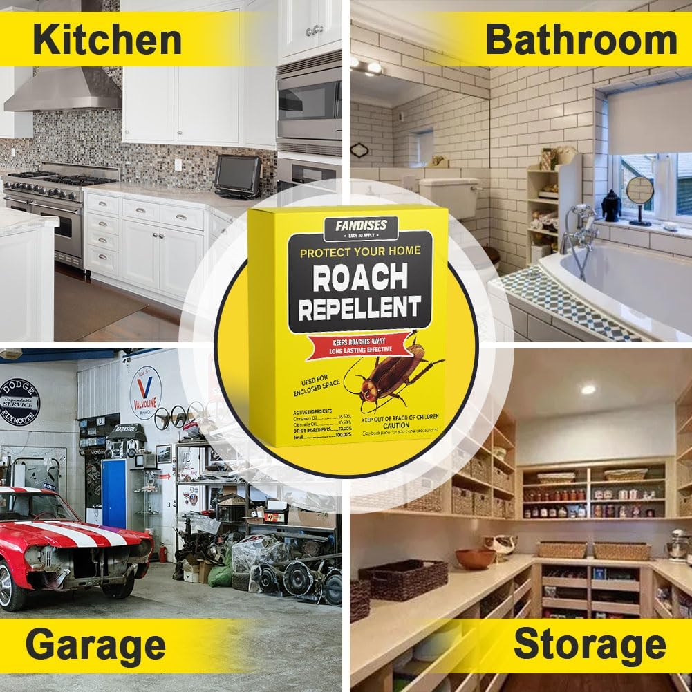 Cockroach Repellent, Roach Repellent Indoor, Get Rid of Cockroaches, Roach Control,Pet Safe Roach Repellent,Outdoor Cockroach Repellent,Cockroach Deterrent,Roach Away- 4P, Yellow