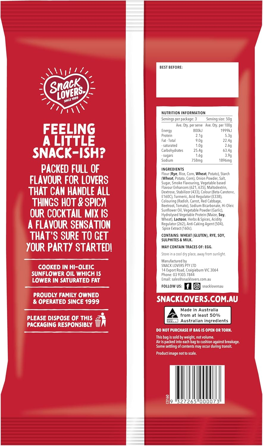 Snack Lovers Hot and Spicy Cocktail Mix Savoury Snacks 150 G