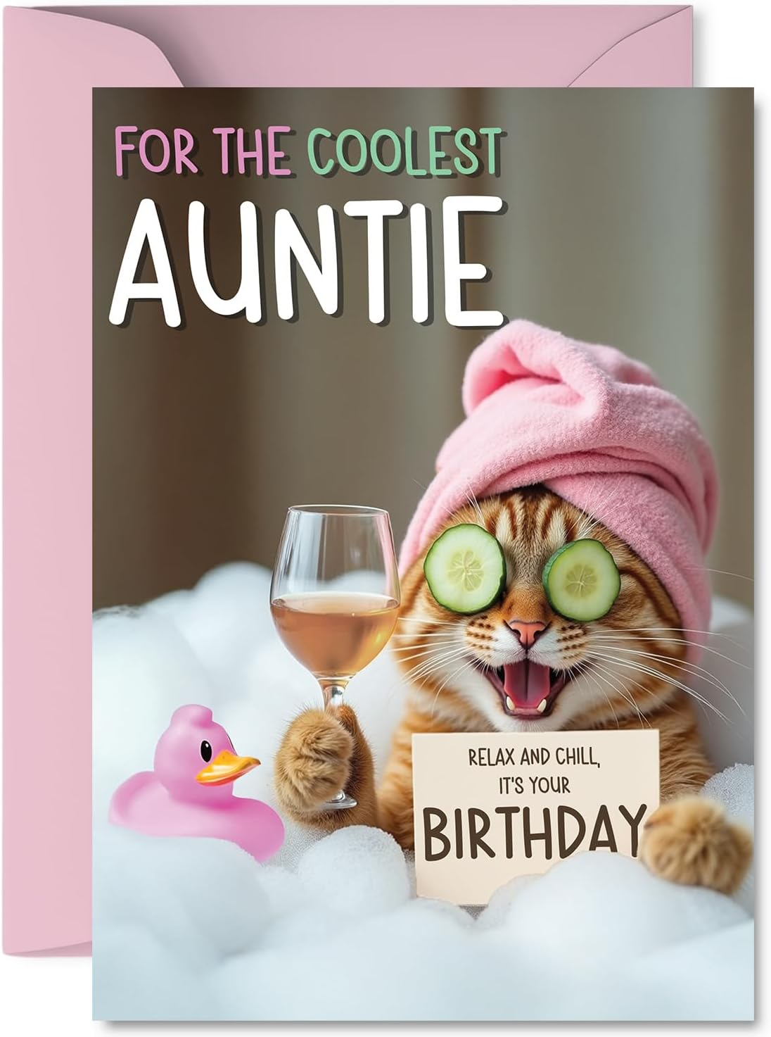 Funny Daughter Birthday Card - Relaxing Bath Cat - Cheeky Happy Birthday Card for Daughter from Dad Mum, 145Mm Joke Humour Bday Greeting Cards