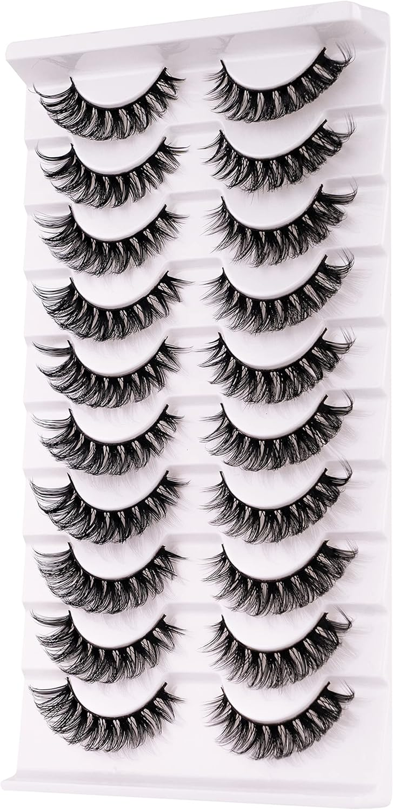 Russian Strip False Eyelashes D Curl Soft Faux Mink Lashes Natural Curly Cat Eye Fake Lashes Extension 10 Pairs Happy Heartbeat(Ic9) image number 1