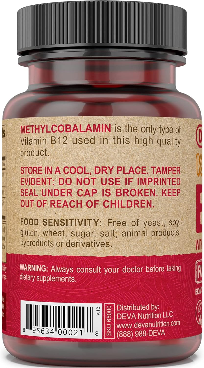 Deva Vegan Vitamins Sublingual B12 1000 Mcg Tablets, 90 Count image number 1