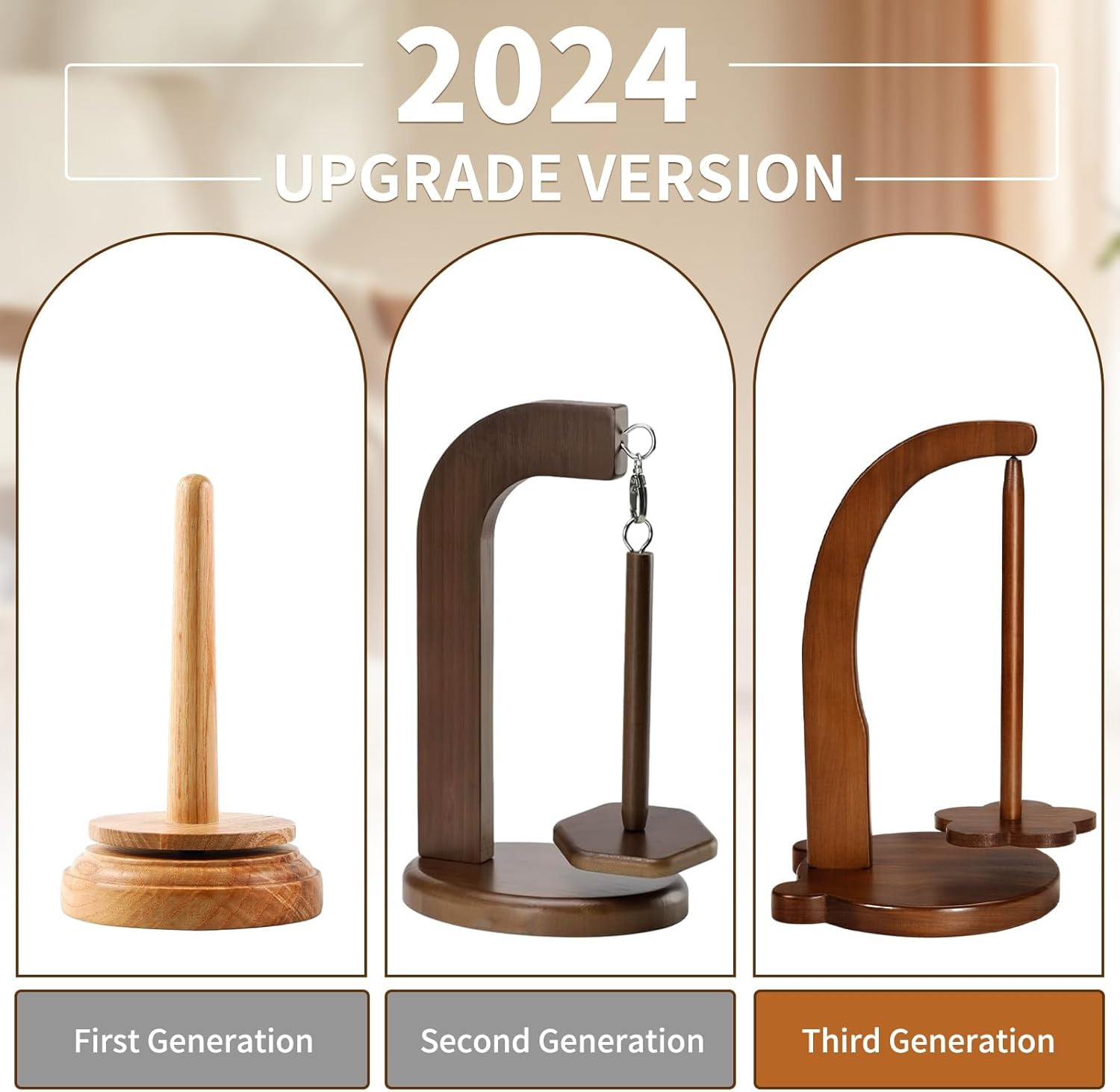 Yarn Holder for Knitting and Crocheting,Wooden Yarn Spinner for Crocheting，Yarn Ball Holder for Knitting, Crochet for Knitting Lovers image number 3