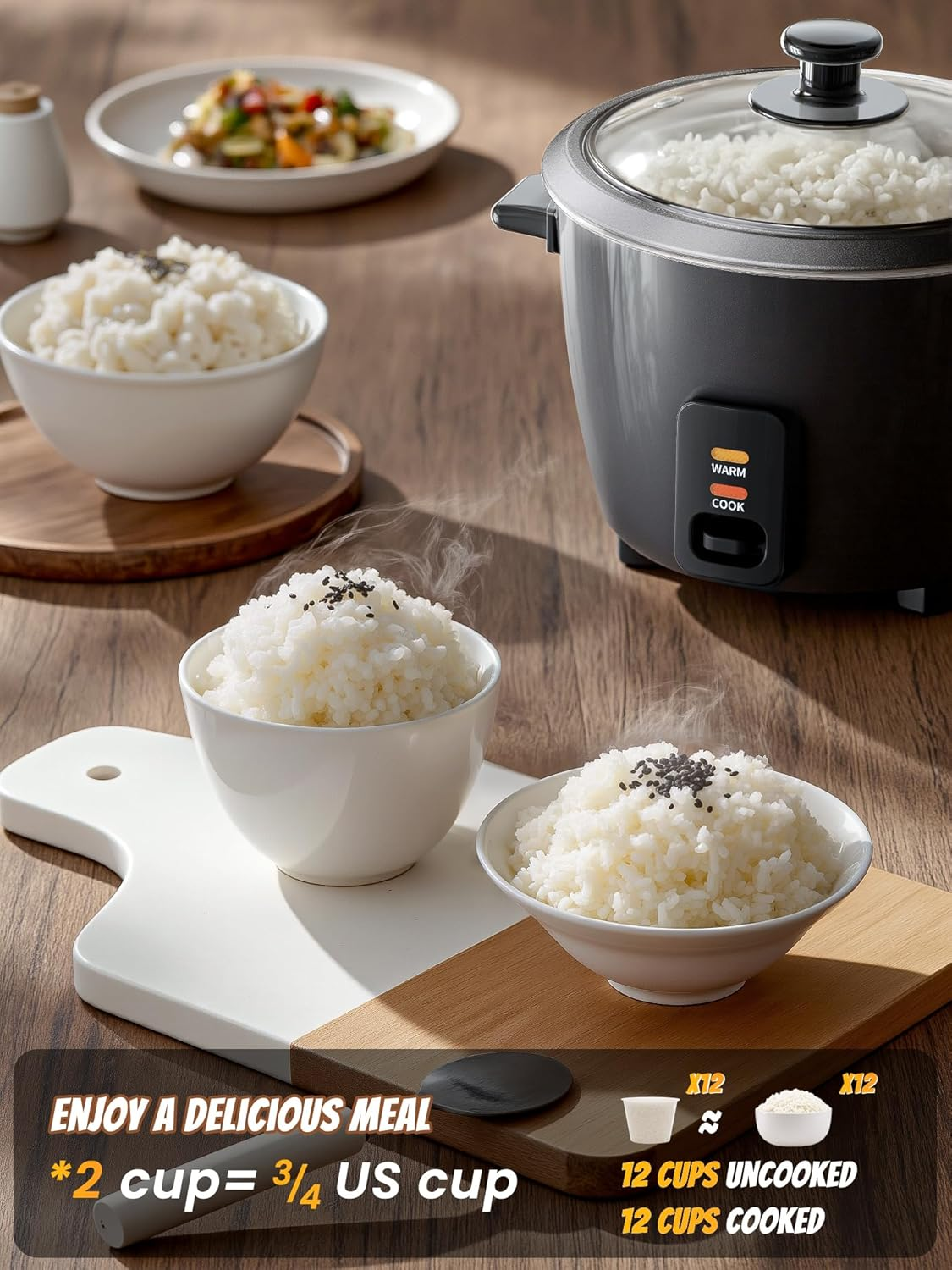 Rice Cooker - 1L Electric Small Soup Warmer with Non-Stick Inner Pot, Multicooker for Cooking Soups, Cake, Slow Cook, Stews, Cereals, Keep Warm Feature & One-Touch Control, Dishwasher Safe image number 5