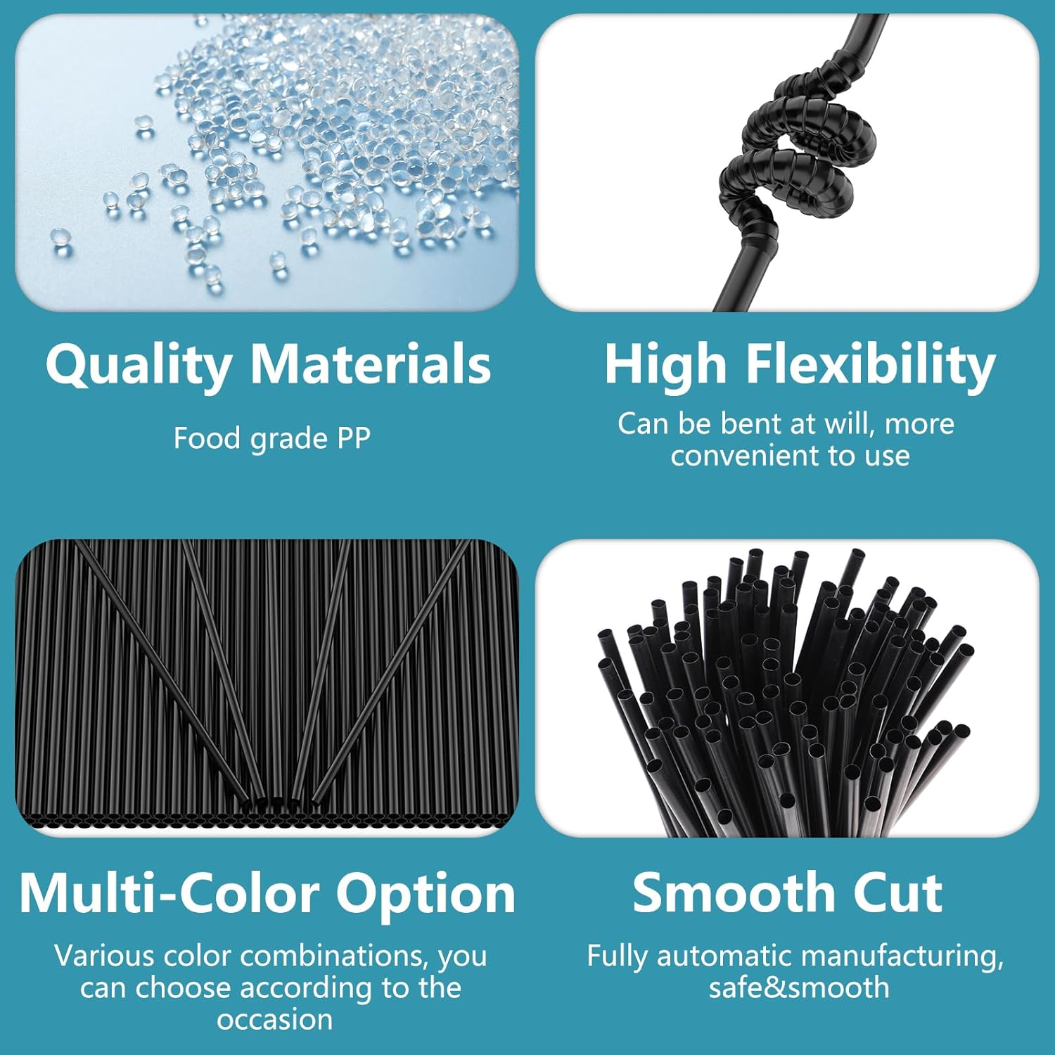 Geeric 100Pcs Black Reusable Eco-Friendly Material Straws, 26Cm Long, Ideal for Home, Bars, Restaurants, Parties image number 6