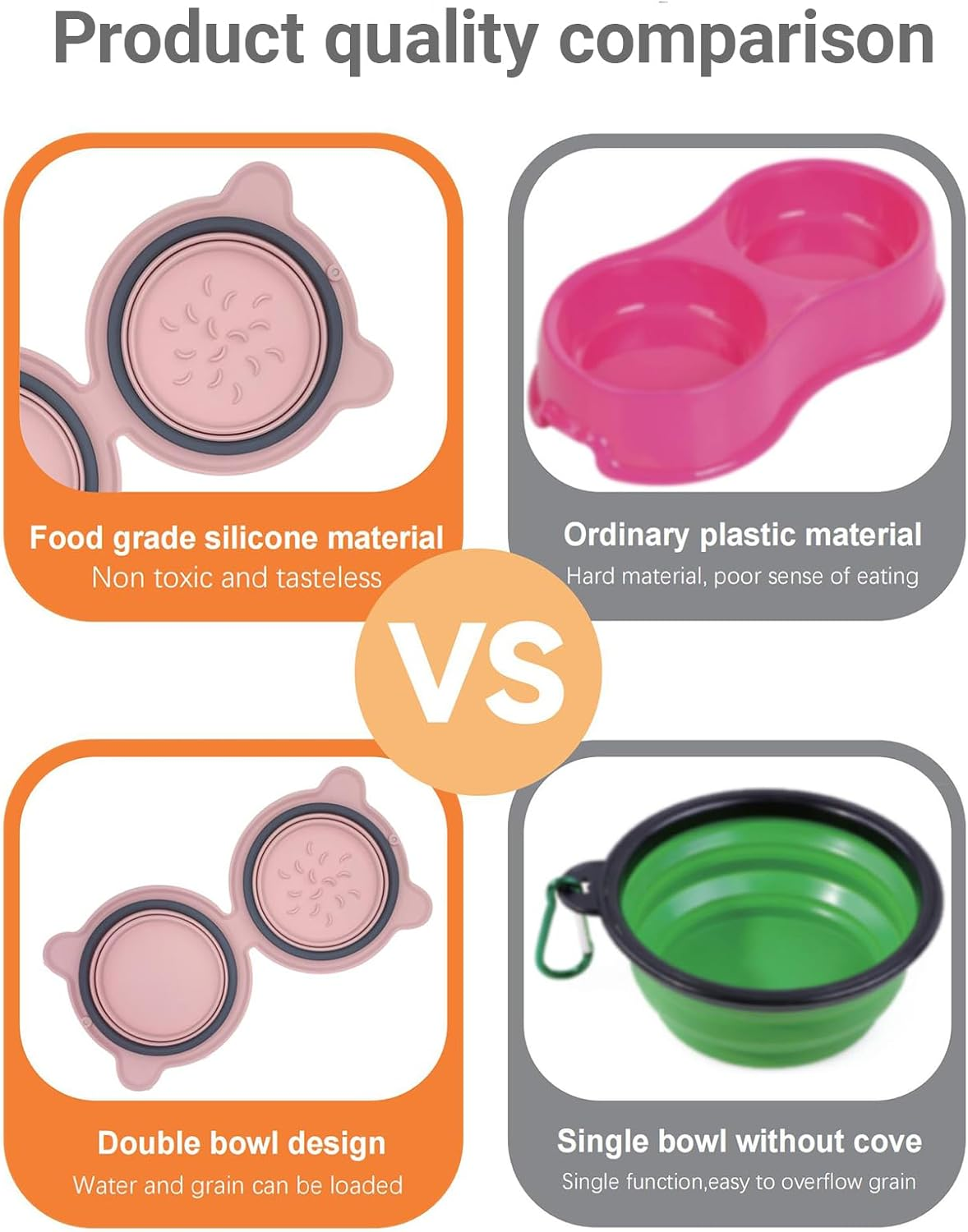 Silicone Collapsible Dog Bowl - 2-In-1 Travel Pet Bowl with Spillproof & Non-Slip Design | 500Ml/300G Portable Feeder for Camping Hiking | Easy Clean Foldable Dish for Small to Large Dogs Cats (Pink) image number 3