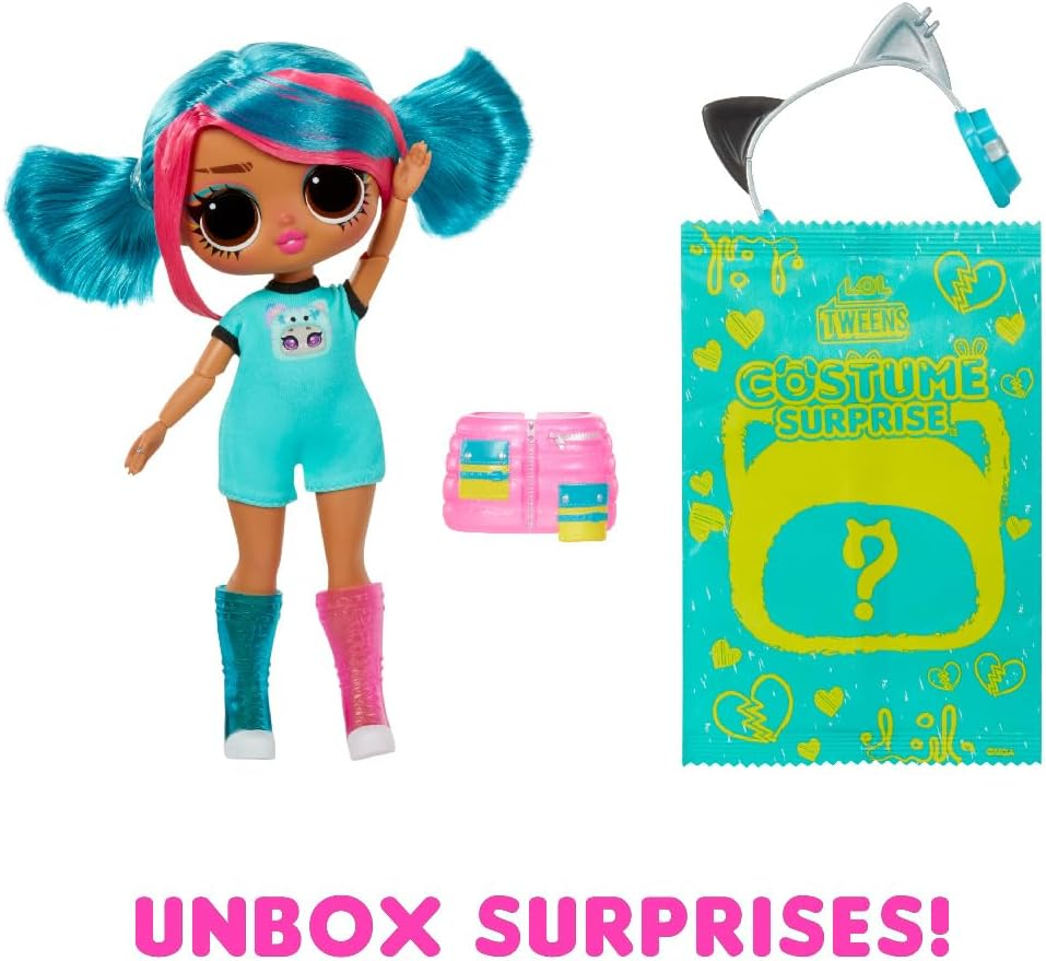 L.O.L. Surprise! Tweens Costume Surprise Emma Emo Fashion Doll with Inflatable Teal Kitty Pet Costume and Multiple Surprises Including Fabulous Fashions & Accessories &ndash; Great for Kids Ages 4+ - Aya Cherry image number 4