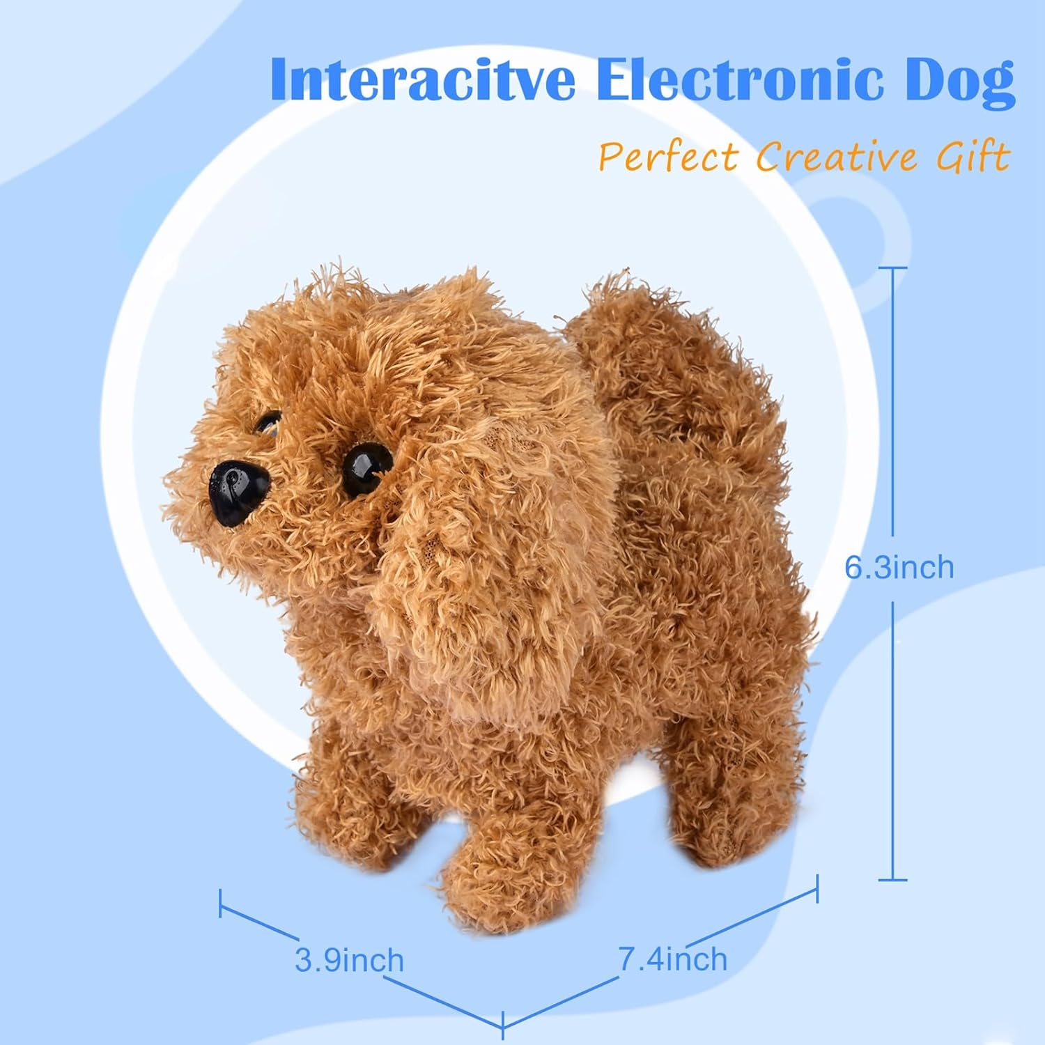 Worwoder Plush Teddy Toy Puppy Electronic Interactive Pet Dog - Walking, Barking, Tail Wagging, Stretching Companion Animal for Kids Children (Teddy Dog) image number 6