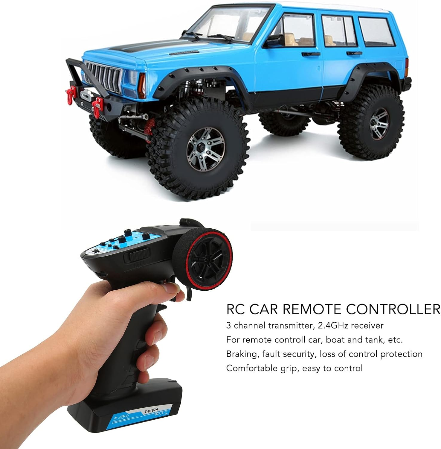 RC Transmitter and Receiver 3 Channel 2.4Ghz Radio Control with Speed ​​Adjustment Remote Control for RC Crawler Drifting Buggy Cars and Boats