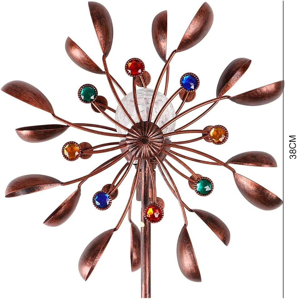Solar Wind Spinner,Wind Catchers Spinner,Metal Garden Spinner,Patio Iron Windmill,Solar Winnowing Machine,For Outdoor Yard Patio Lawn Garden Decorations, Double Windmill Spinner
