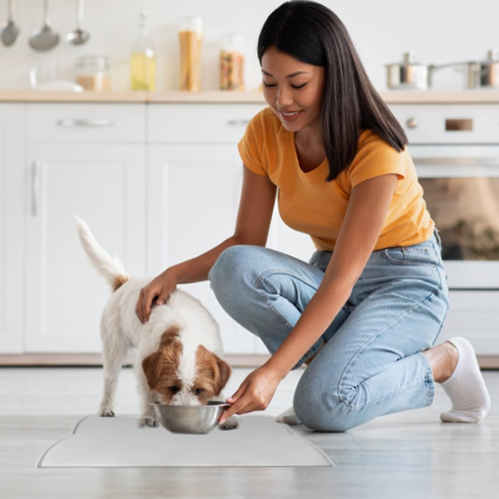 2Pcs Pet Feeding Mat, Betterjonny 24 * 44Cm Silicone Cat Food Mat Pink Grey Non-Slip Food Mat Raised Edge Waterproof Dog Water Bowl Tray Cushion image number 1