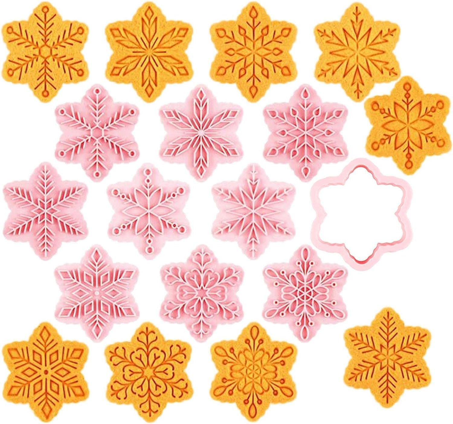 Christmas Pastry Stamper - Snowflake Thanksgiving Christmas Pastry Stamp for Biscuit Cookie,Embossing Cutters for Fondant Biscuit Baking Molds image number 4