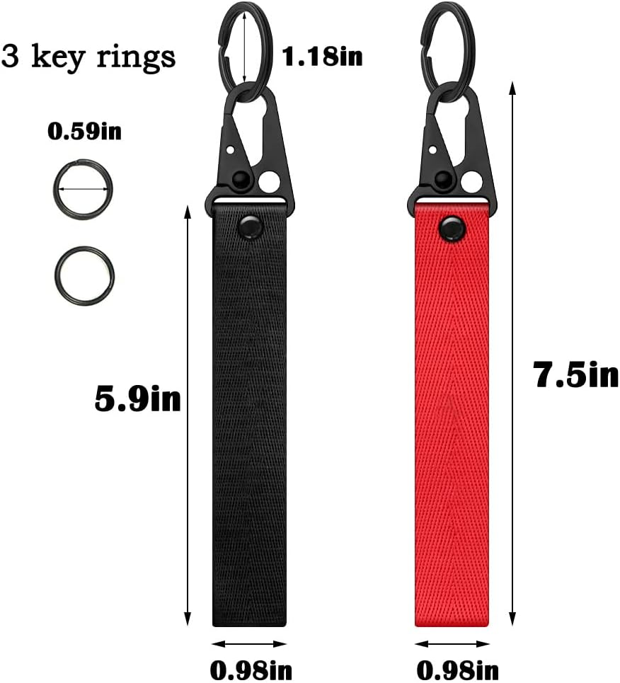 Dsycar Red Car Motorcycle Keychain Tag with 3 Key Rings - Unique Wristlet Strap Key Chain Holder for Men Women - Fu*K image number 2
