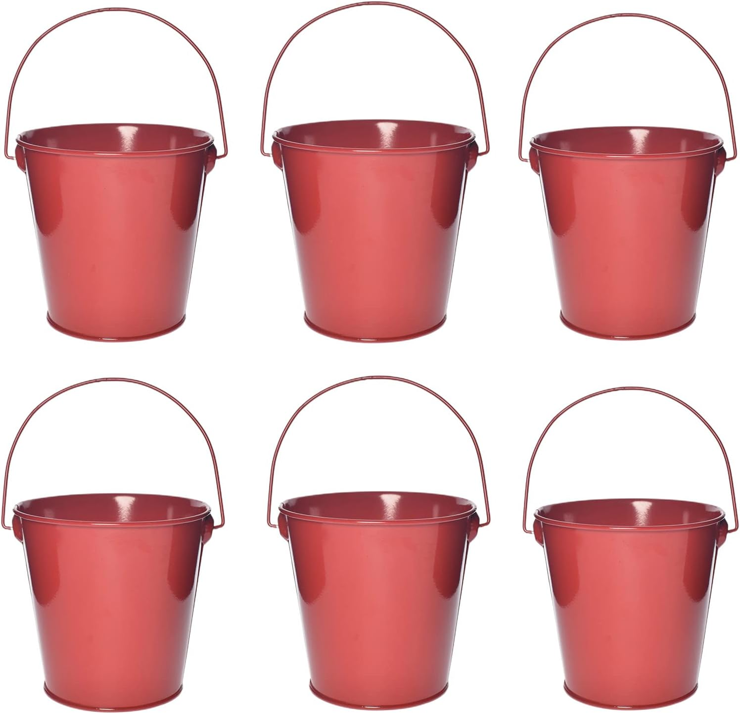 Colored Metal Buckets with Handle, 6 Pack 5.91 Inch Galvanized Iron Pail Bucket for Kids,Classroom,Crafts,And Party Favors (Red) image number 6