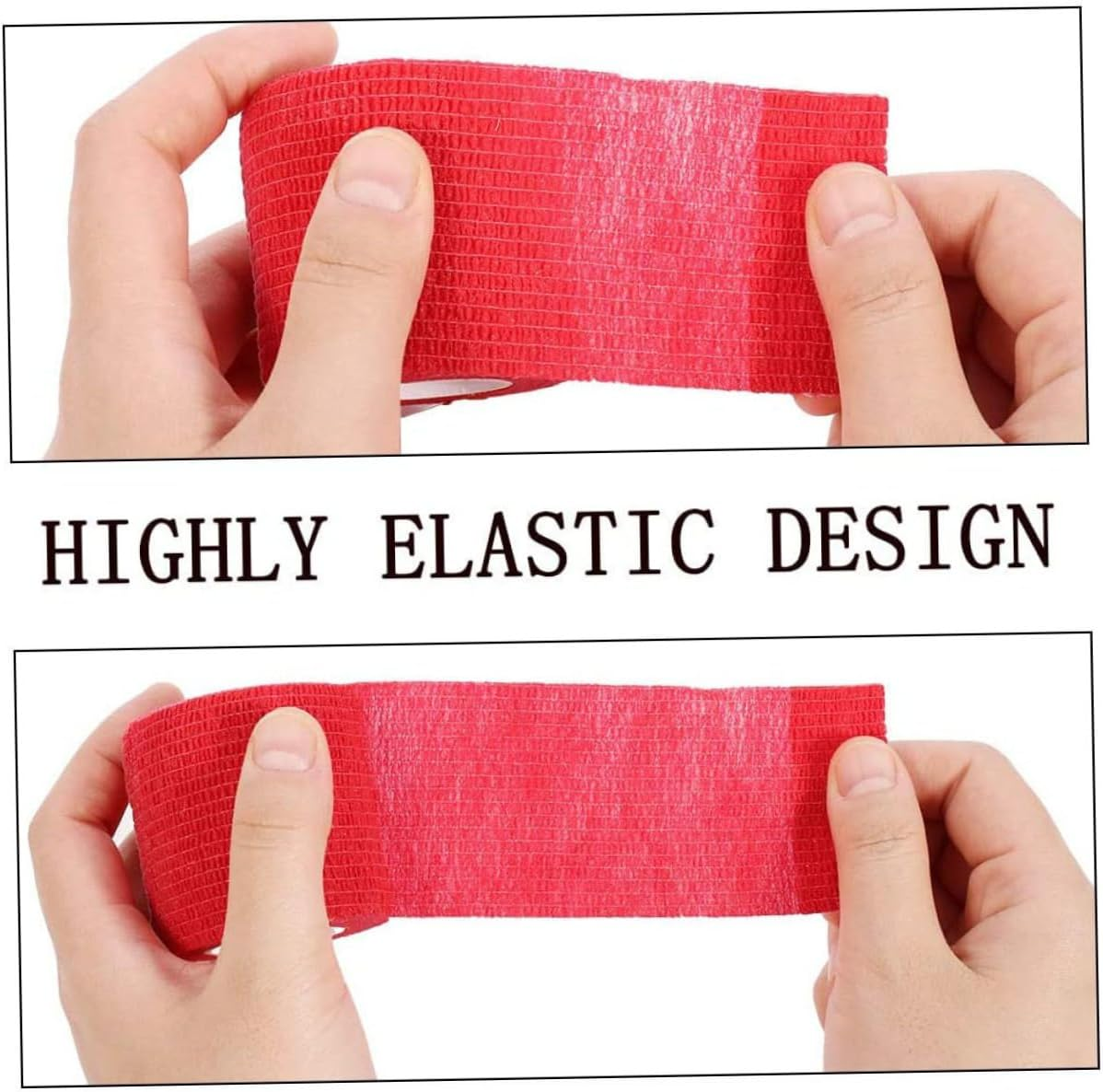 KOMBIUDA 3Pcs Non-Woven Self-Adhesive Elastic Wrap for Pets Compression Tape First Aid 5Cm X 4.5M Black Blue Red image number 2