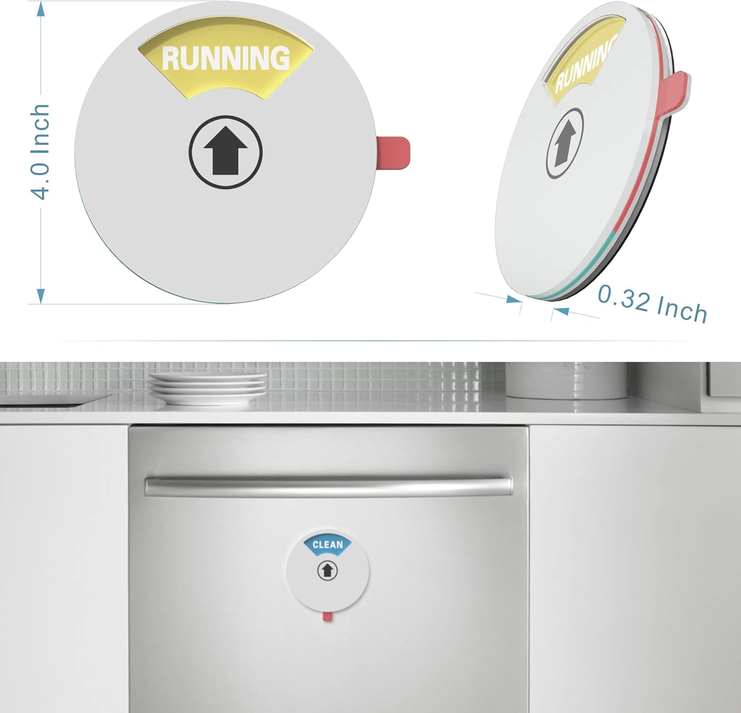 Updated Dishwasher Soft Magnet Clean Dirty Sign, Clean Dirty Running Empty Magnet for Dishwasher with Double-Sided Glue (Silver) image number 6