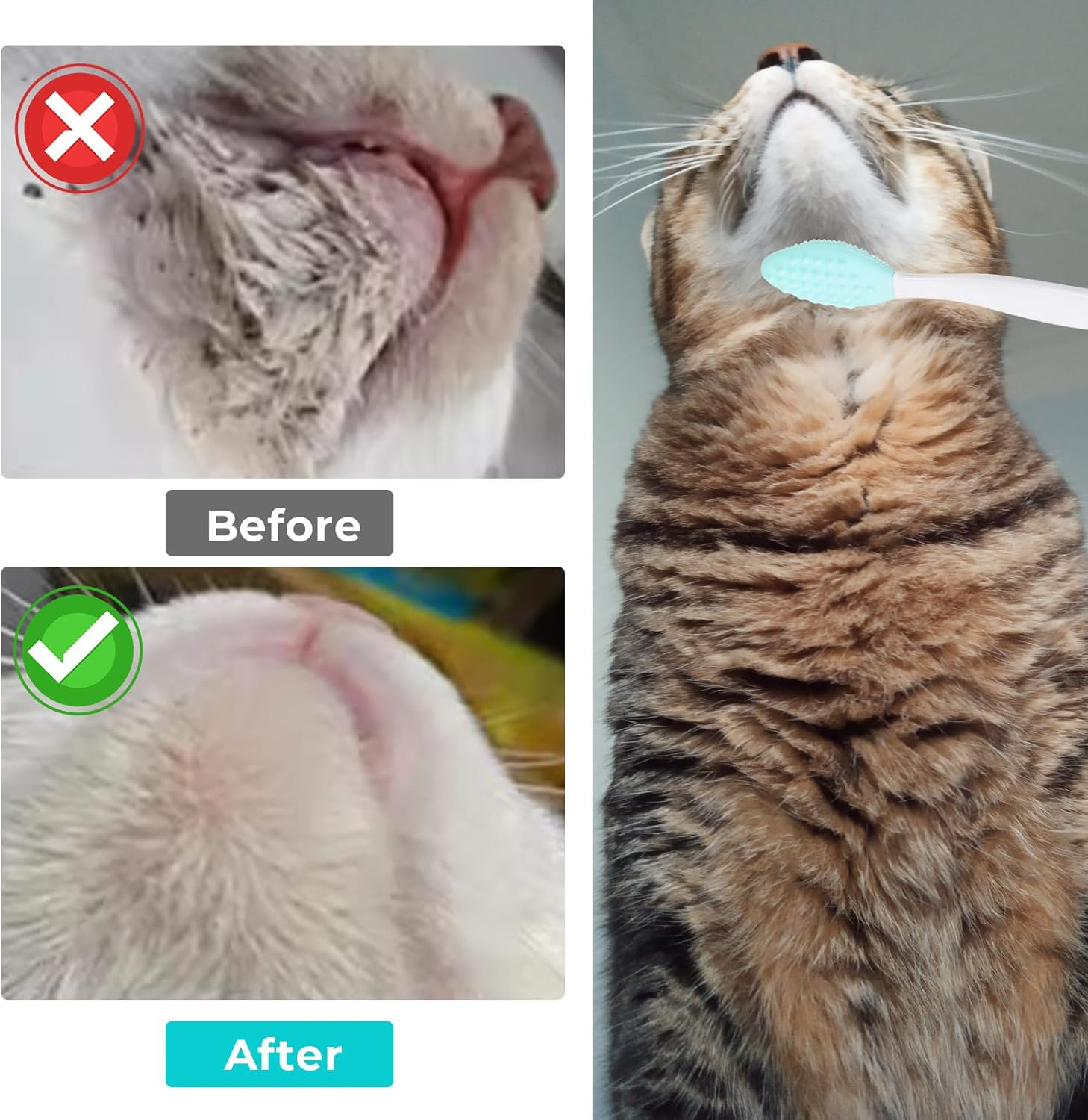 4Pcs Cat Acne Chin Treatment, Black Seed Soft Silicone Grooming Scraper, for Chin Acne & Blackhead Exfoliation, Double-Sided Brush image number 2