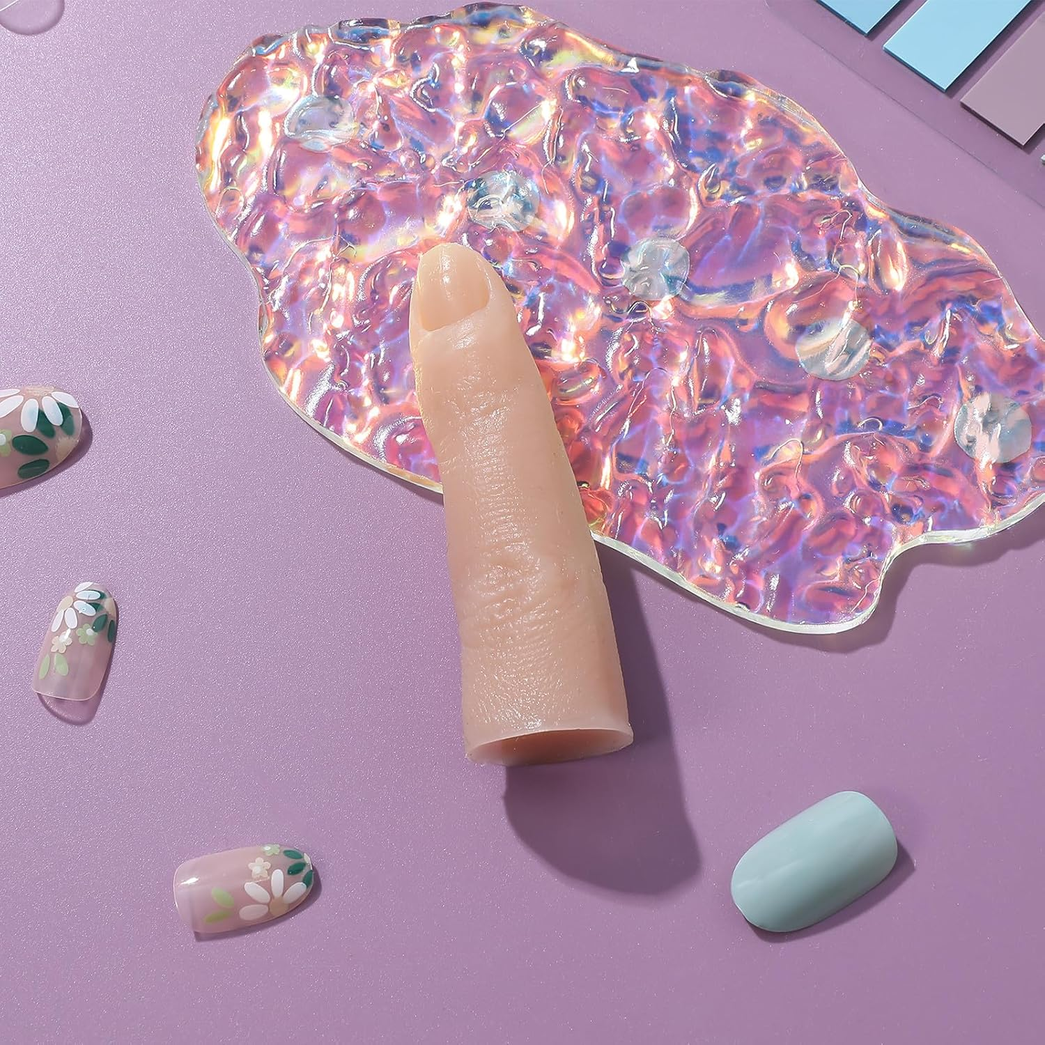 Silicone Practice Nail Art Finger Model Flexible Bendable Fake Nail Tip for Manicure Training Reusable Simulation Finger for Beginners image number 5