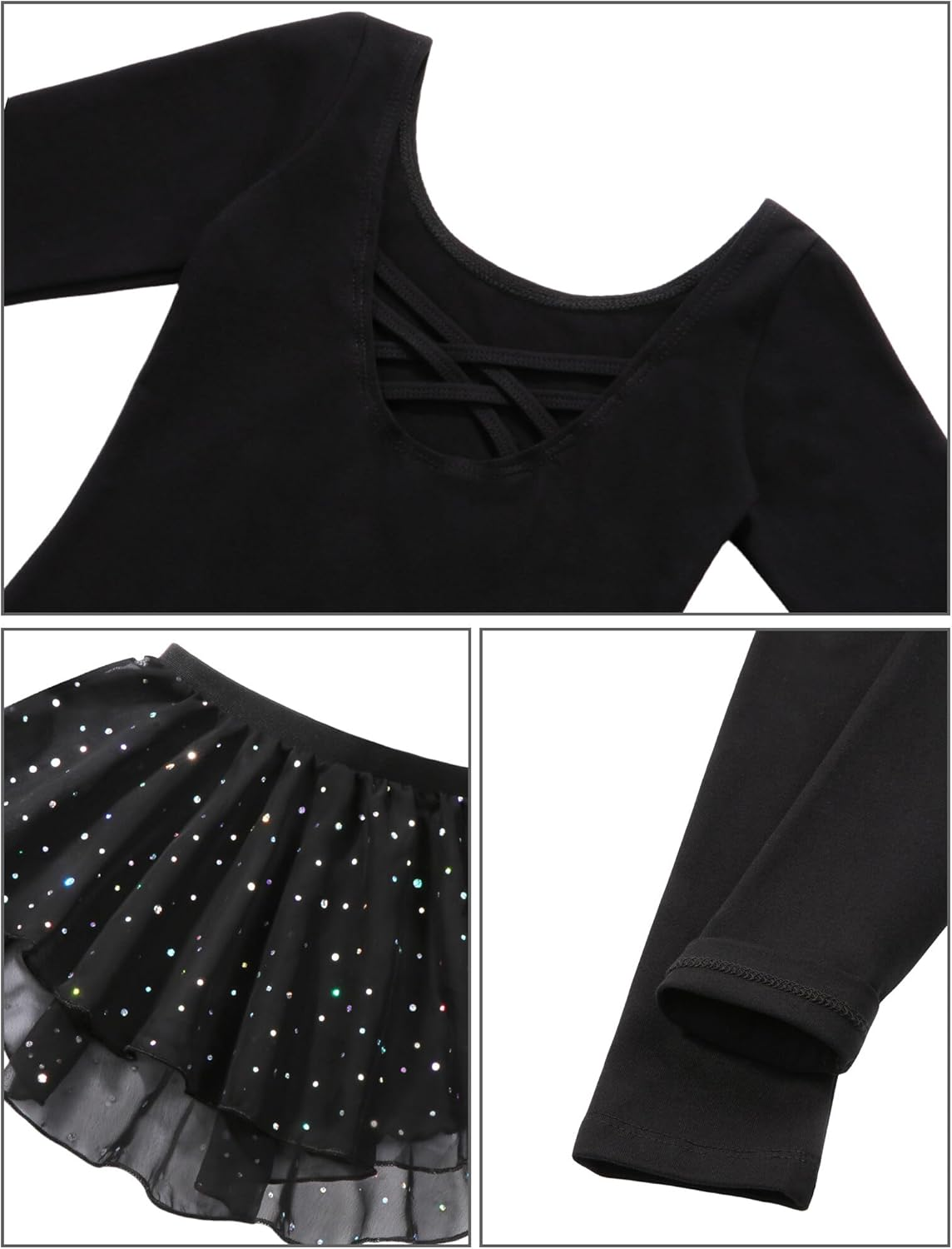 KEOYA Girls Dance Leotards Long Sleeve Ballet Outfits Dance Skirted Leotard Kids Ballet Tutu Dress for 3-11 Years image number 2