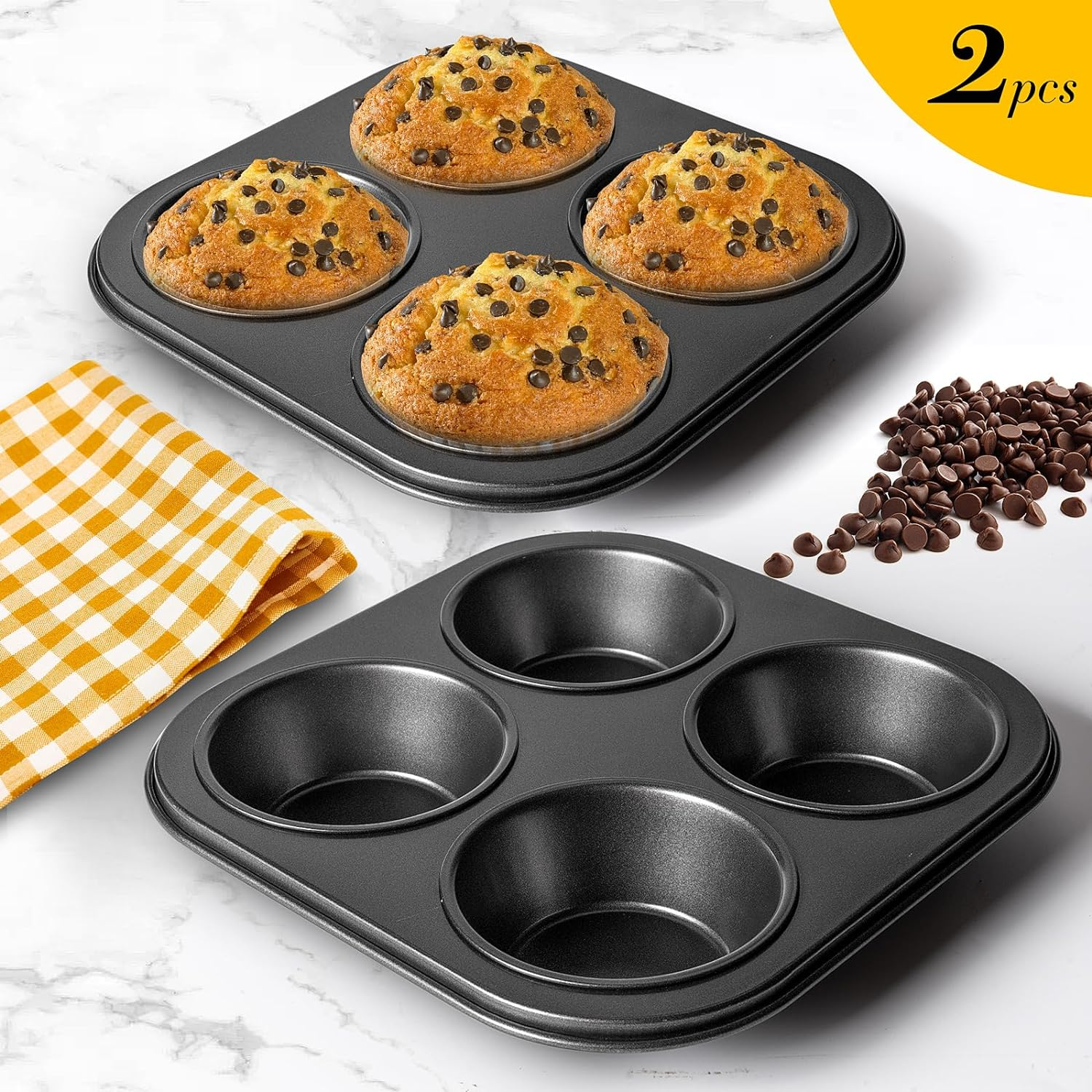 Air Fryer Muffin Pan, 2 Pack Cupcake Molds for Air Fryer and Toaster Oven, Nonstick Baking Pan for Countertop and Small Oven image number 6