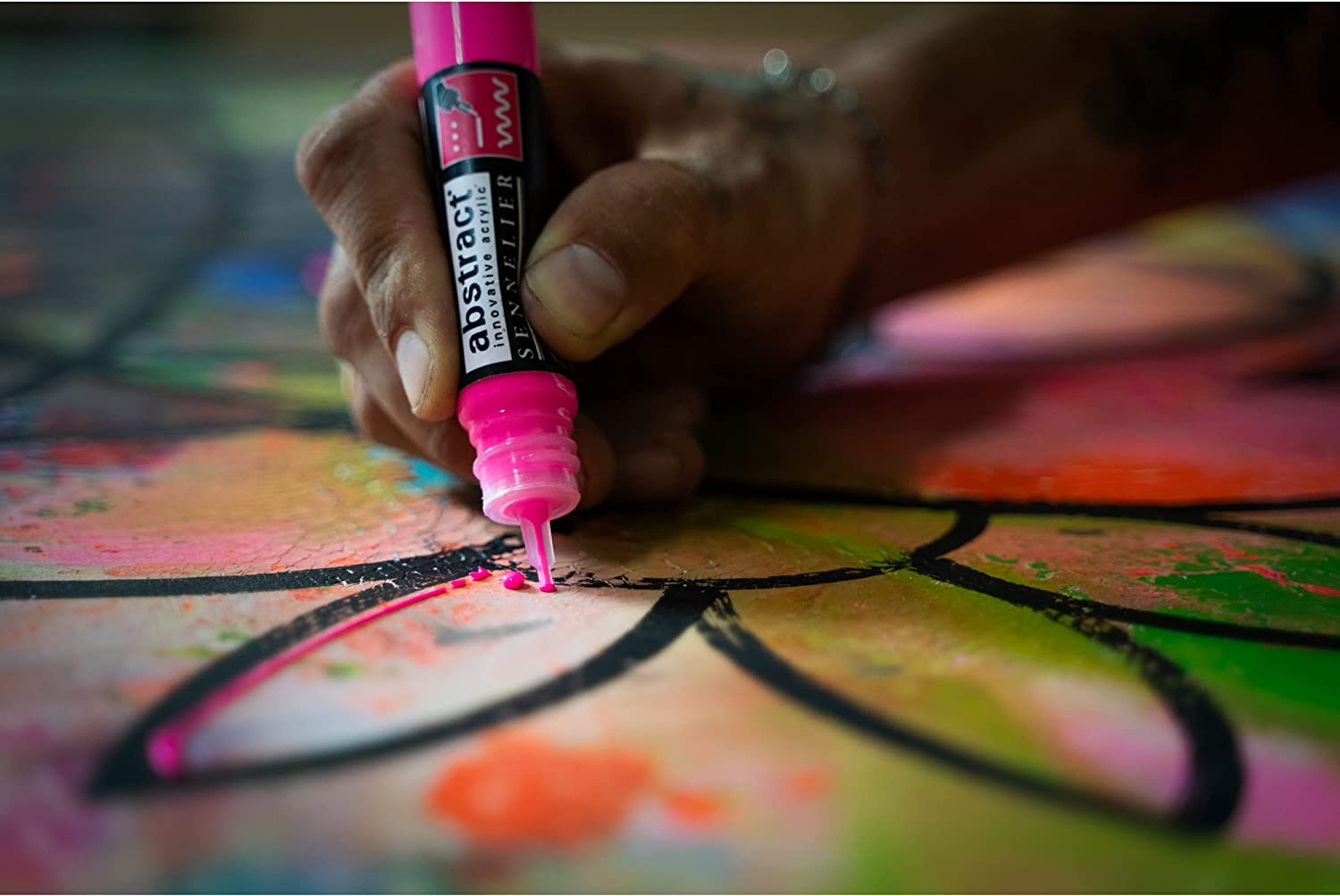 Sennelier Abstract Acrylic Liners, Titanium White 27 Ml - Ideal for Precise Contours, Heavy Texture, Highly Pigmented, Transparent Tube for True Colour - Ideal for 3D Relief and Detailed Artwork image number 2