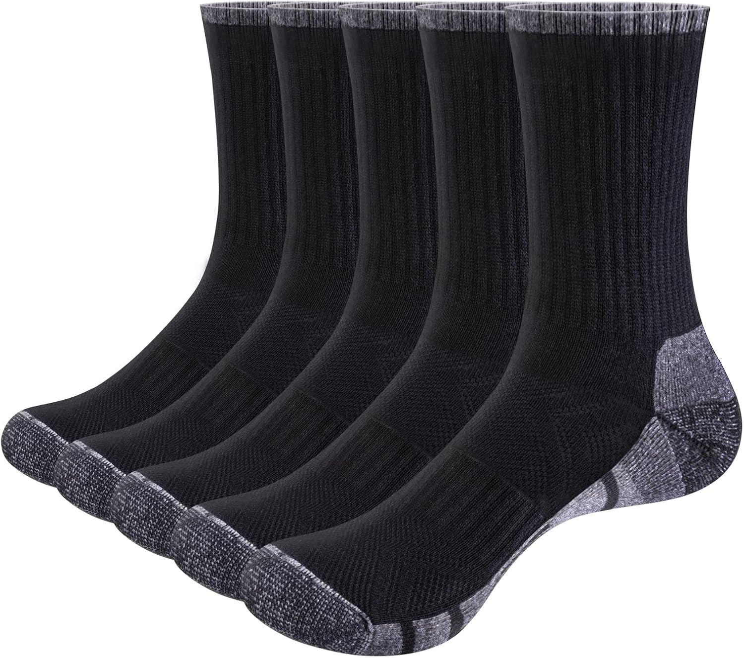 YUEDGE Men'S Cushioned Everyday Work Casual Athletic Crew Socks for Men Mosture Wicking Mens Socks, 5 Pairs